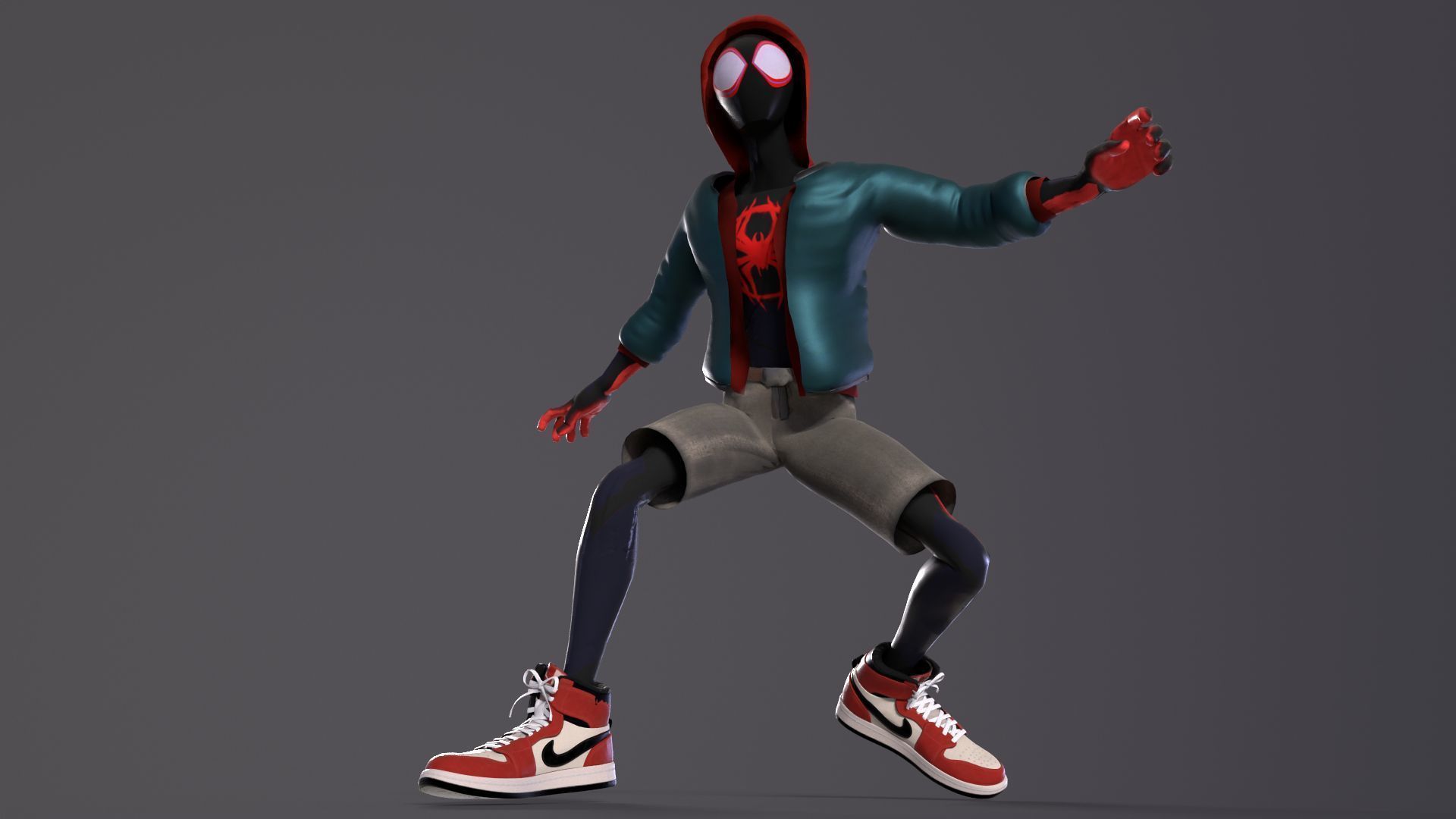Miles Morales Spiderman PBR Animated model Low-poly 3D model_6