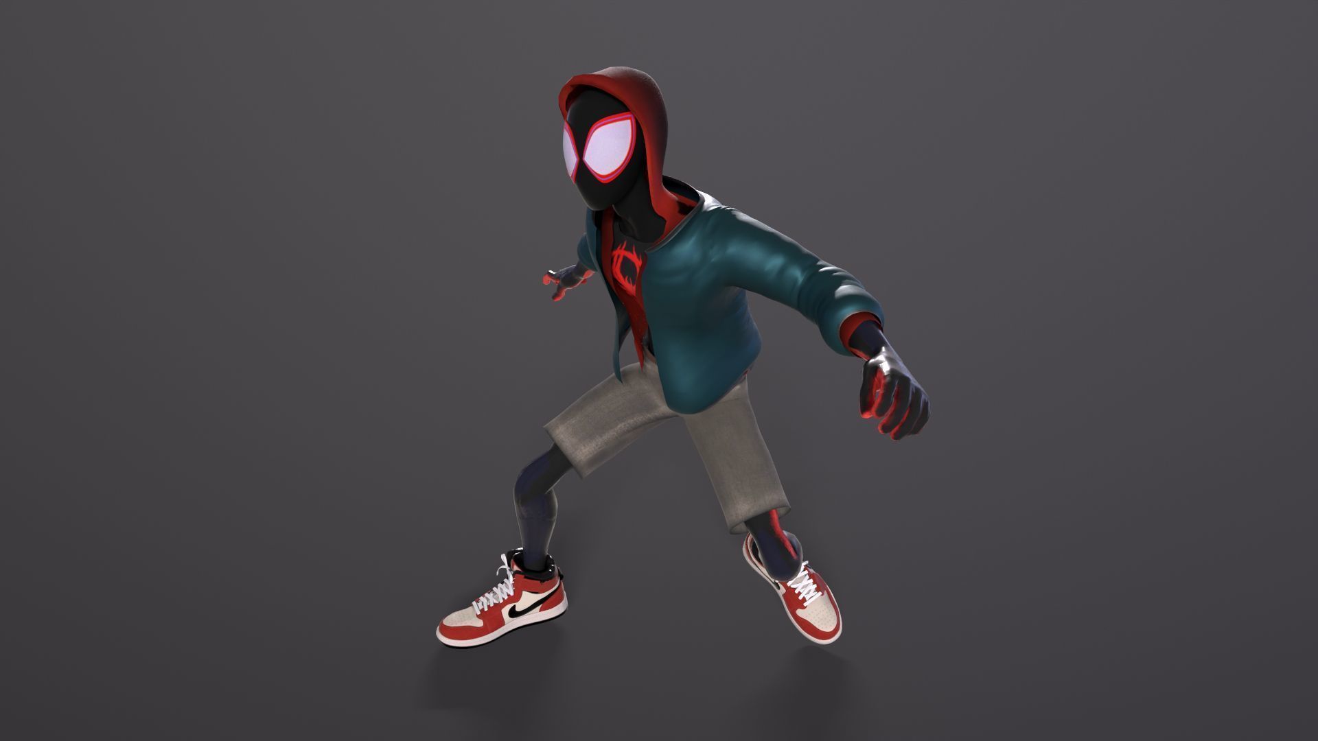 Miles Morales Spiderman PBR Animated model Low-poly 3D model_3