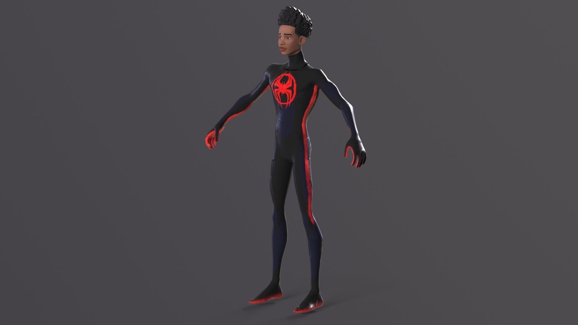 Miles Morales Spiderman PBR Animated model Low-poly 3D model_17