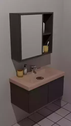 Bathroom Cabinet Set with Ceramic Basin