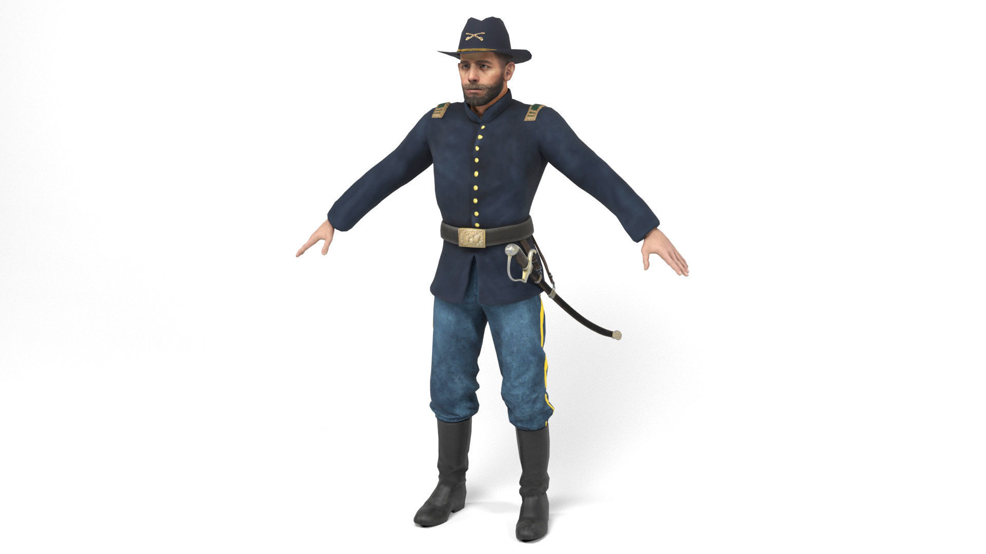 American Civil War - Officers Low-poly 3D model_4