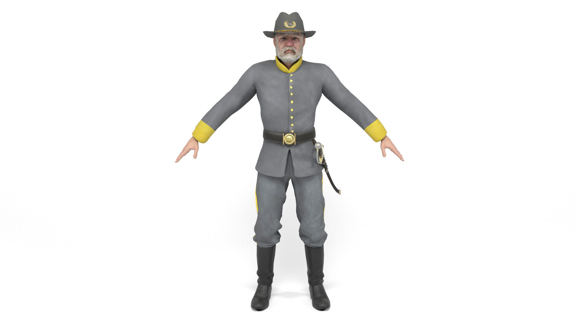 American Civil War - Officers Low-poly 3D model_7
