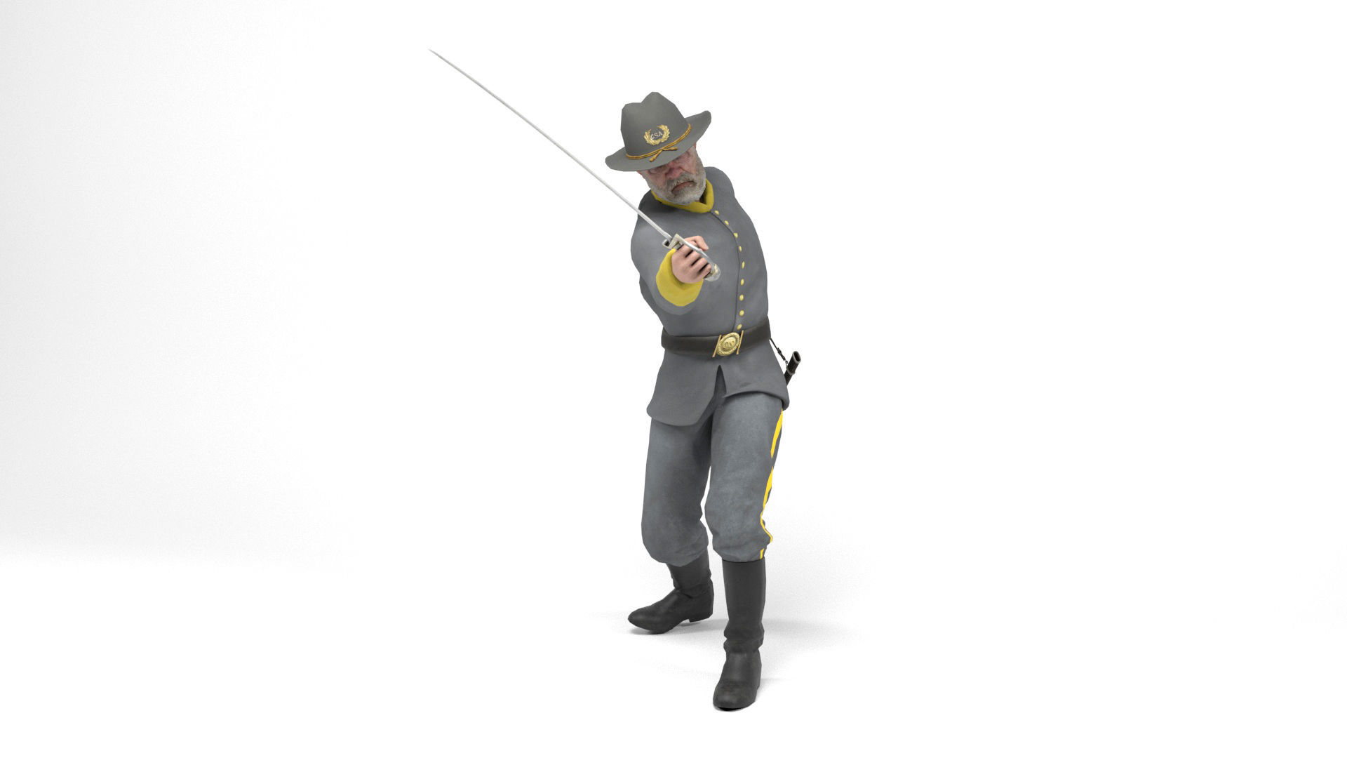 American Civil War - Officers Low-poly 3D model_21