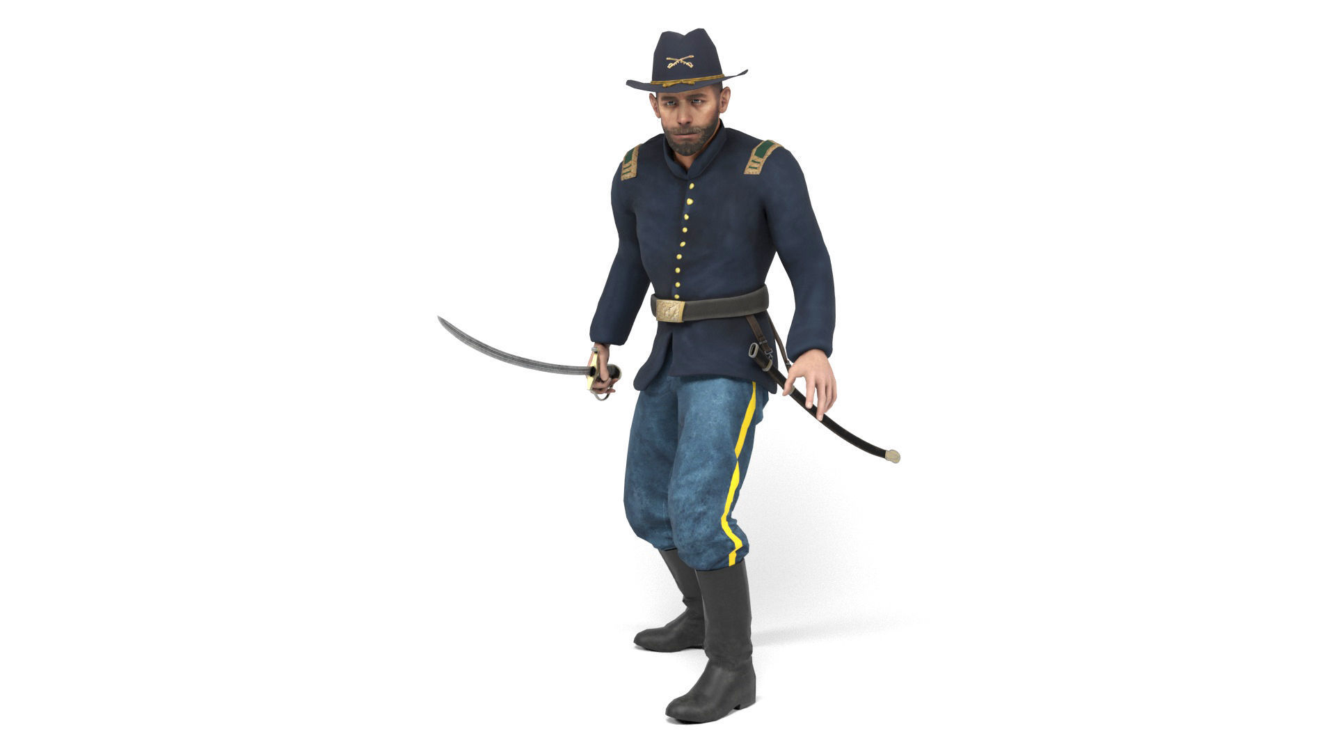 American Civil War - Officers Low-poly 3D model_22