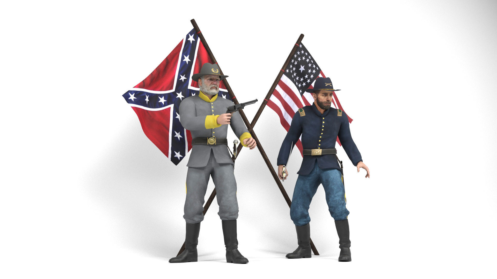 American Civil War - Officers Low-poly 3D model_2