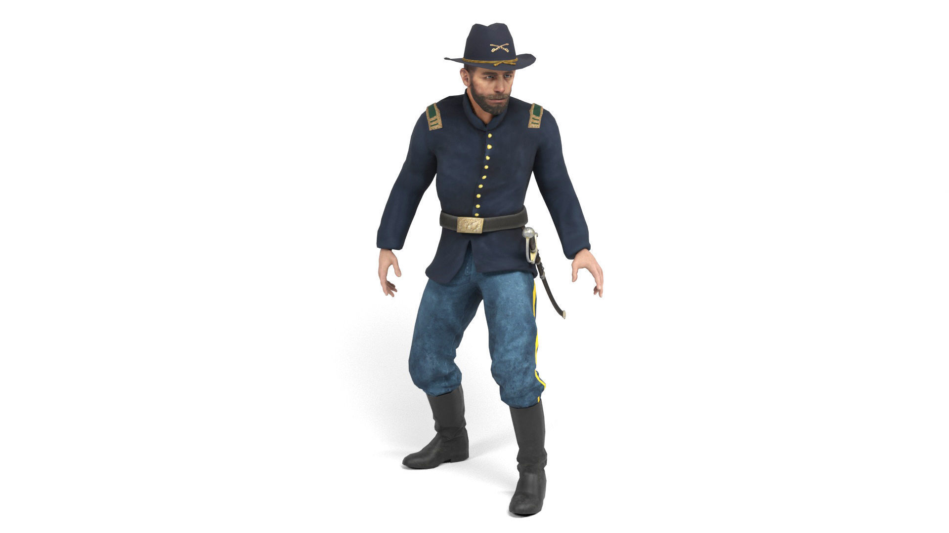 American Civil War - Officers Low-poly 3D model_16