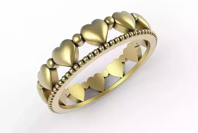 Unique Oxidized Heart Eternity Wedding Band 02