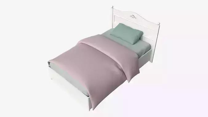 Children Bed with Decorated Headboard 3D model