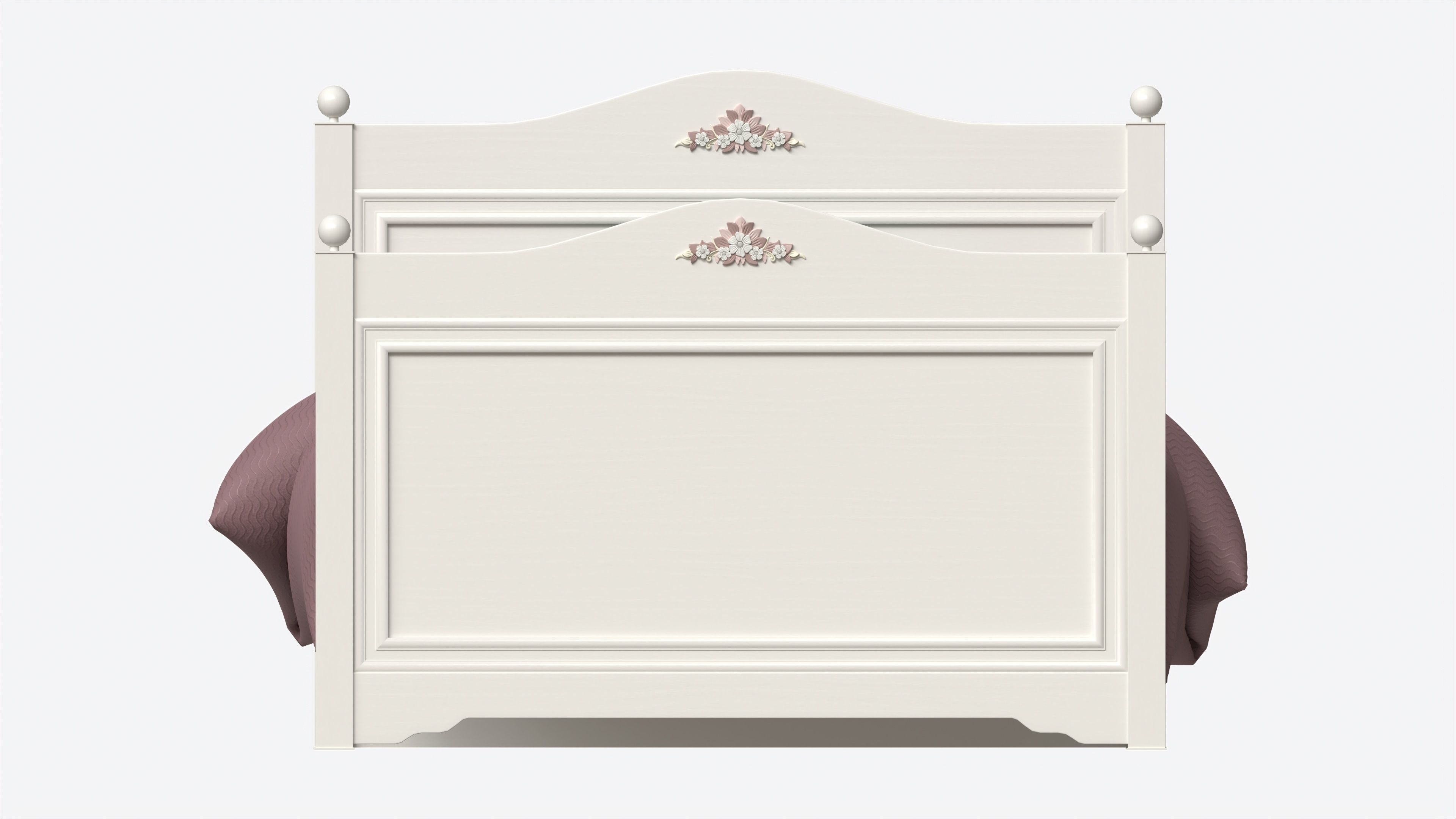 Children Bed with Decorated Headboard and Footboard 3D model_6