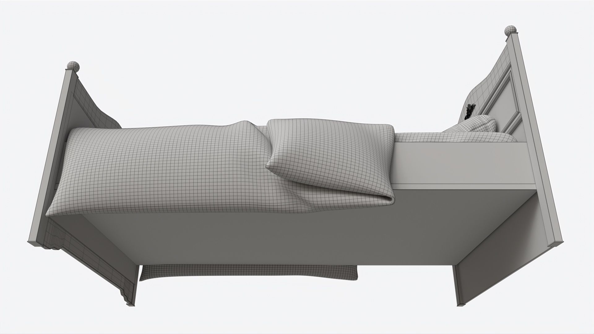 Children Bed with Decorated Headboard and Footboard 3D model_9