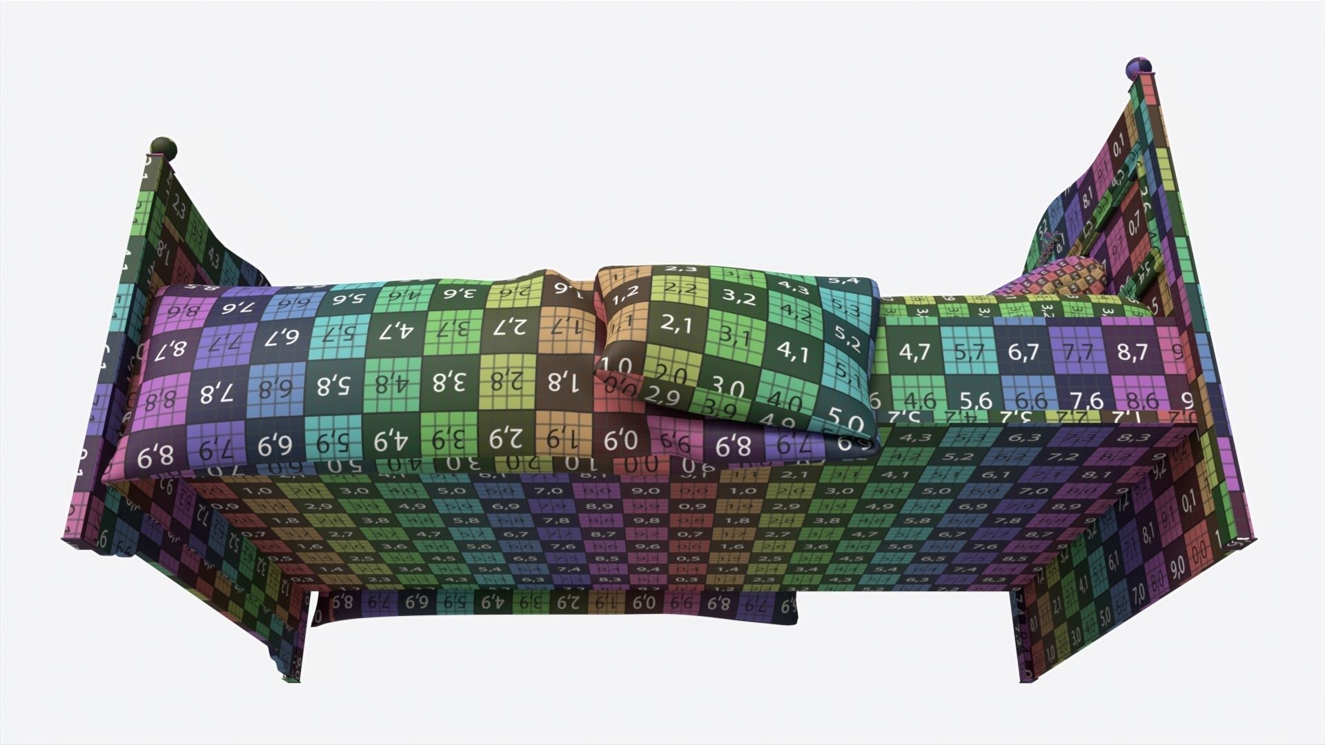 Children Bed with Decorated Headboard and Footboard 3D model_12