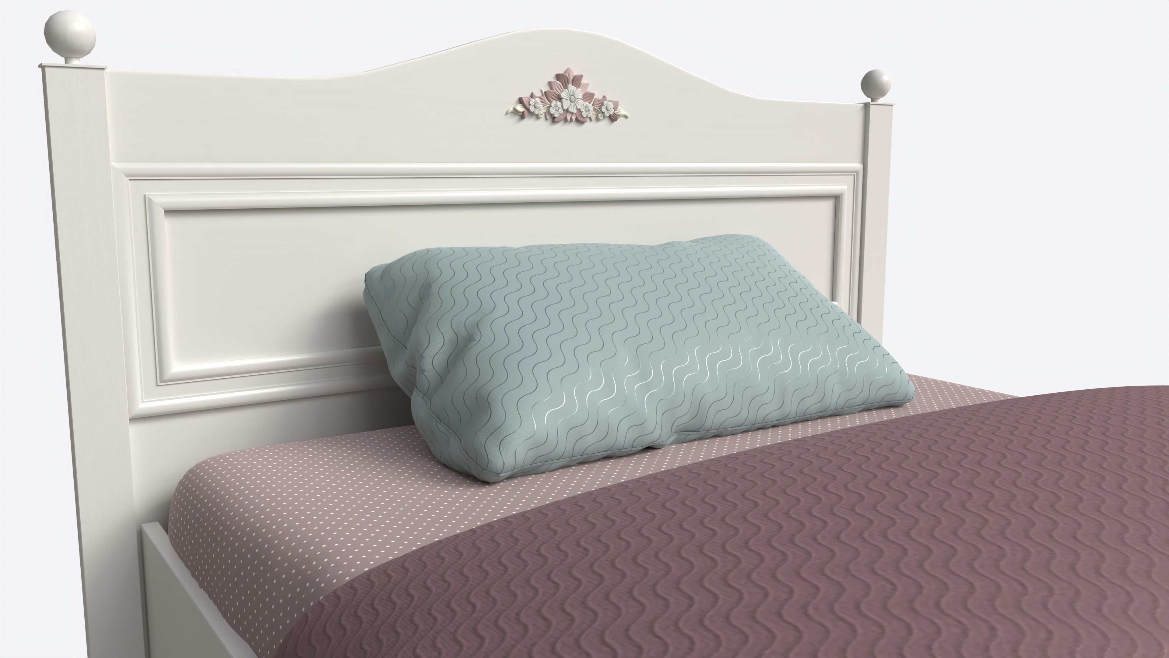 Children Bed with Decorated Headboard and Footboard 3D model_4