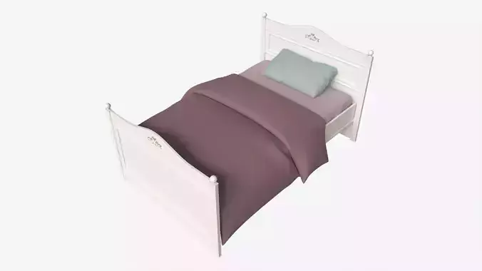 Children Bed with Decorated Headboard and Footboard 3D model