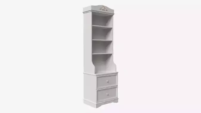 Children Decorated Bookcase with 2 Drawers 3D model