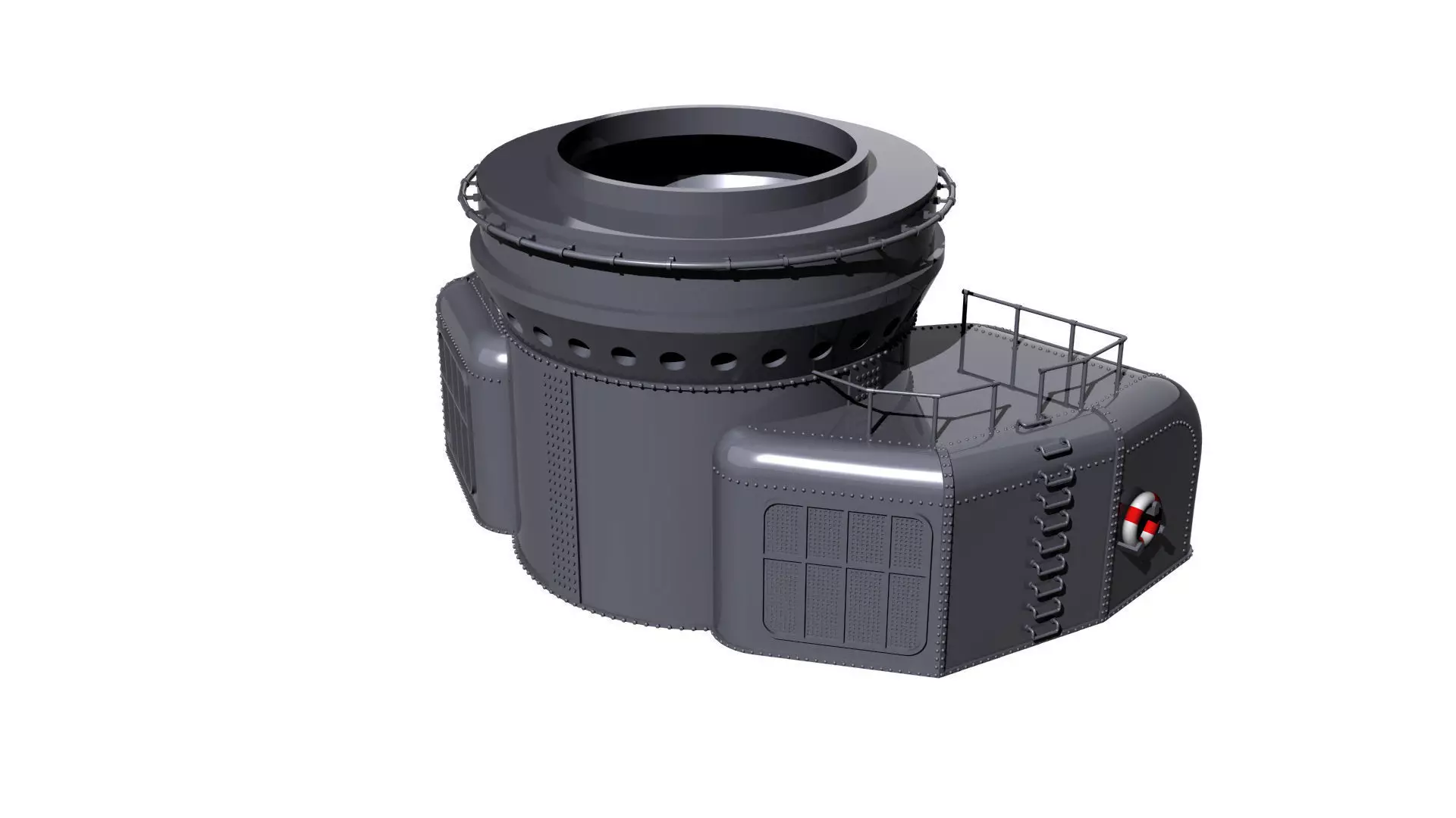 secondary gun barbet rear 3D print model