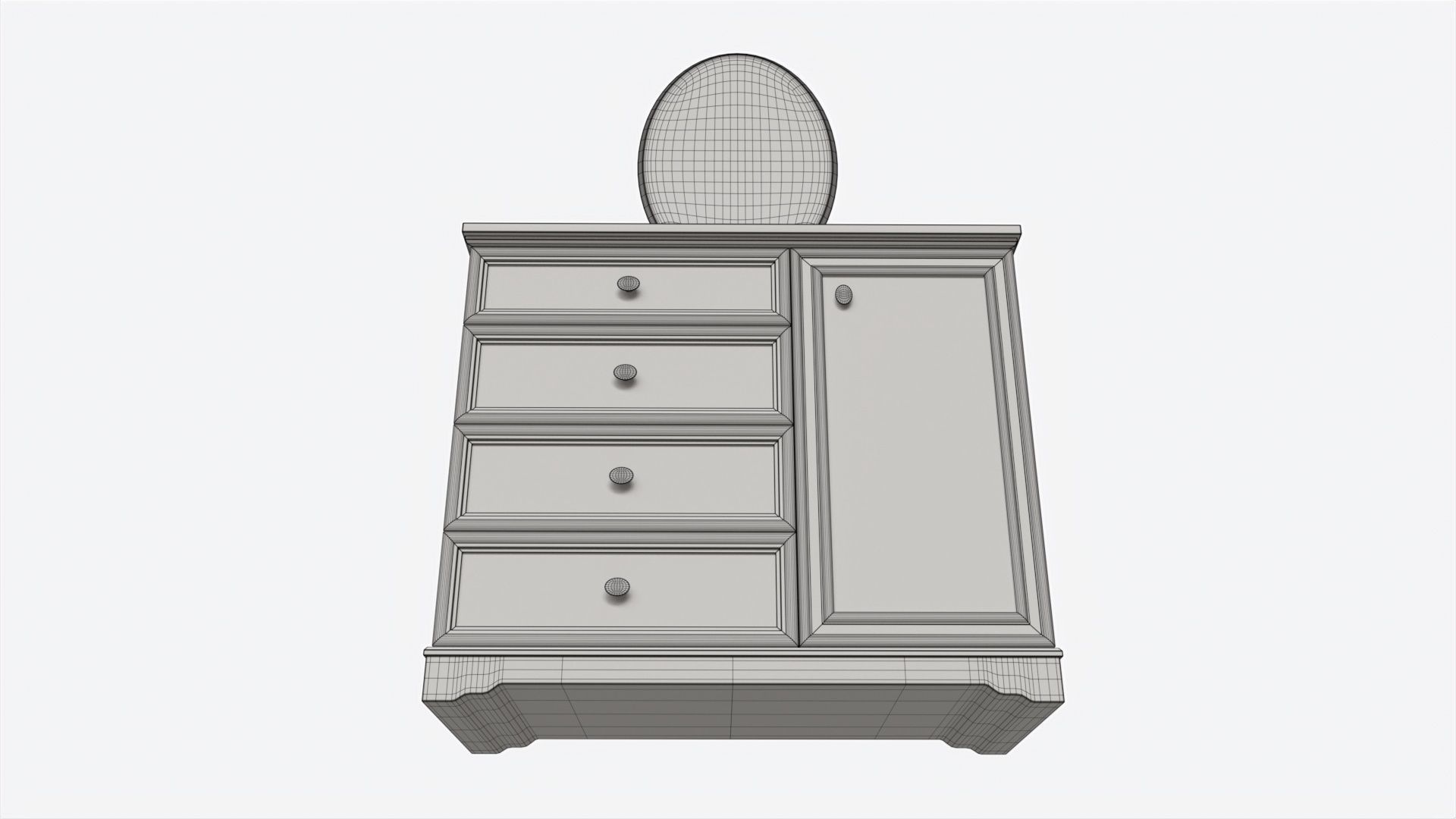 Children Dresser with Mirror and Drawers 3D model_6