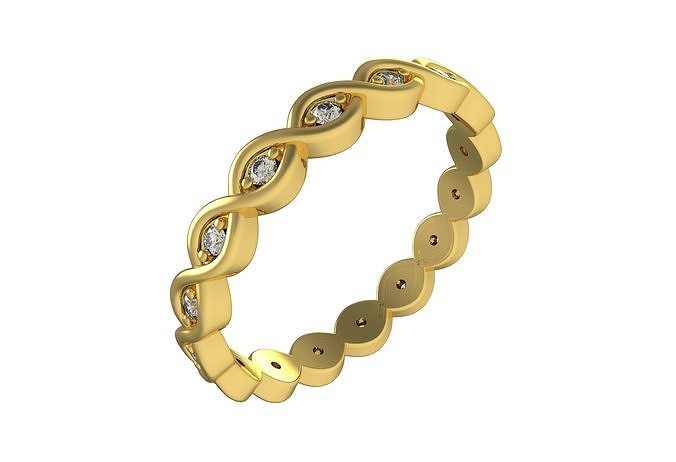 Round Diamond Infinite Wedding Ring 3D print model