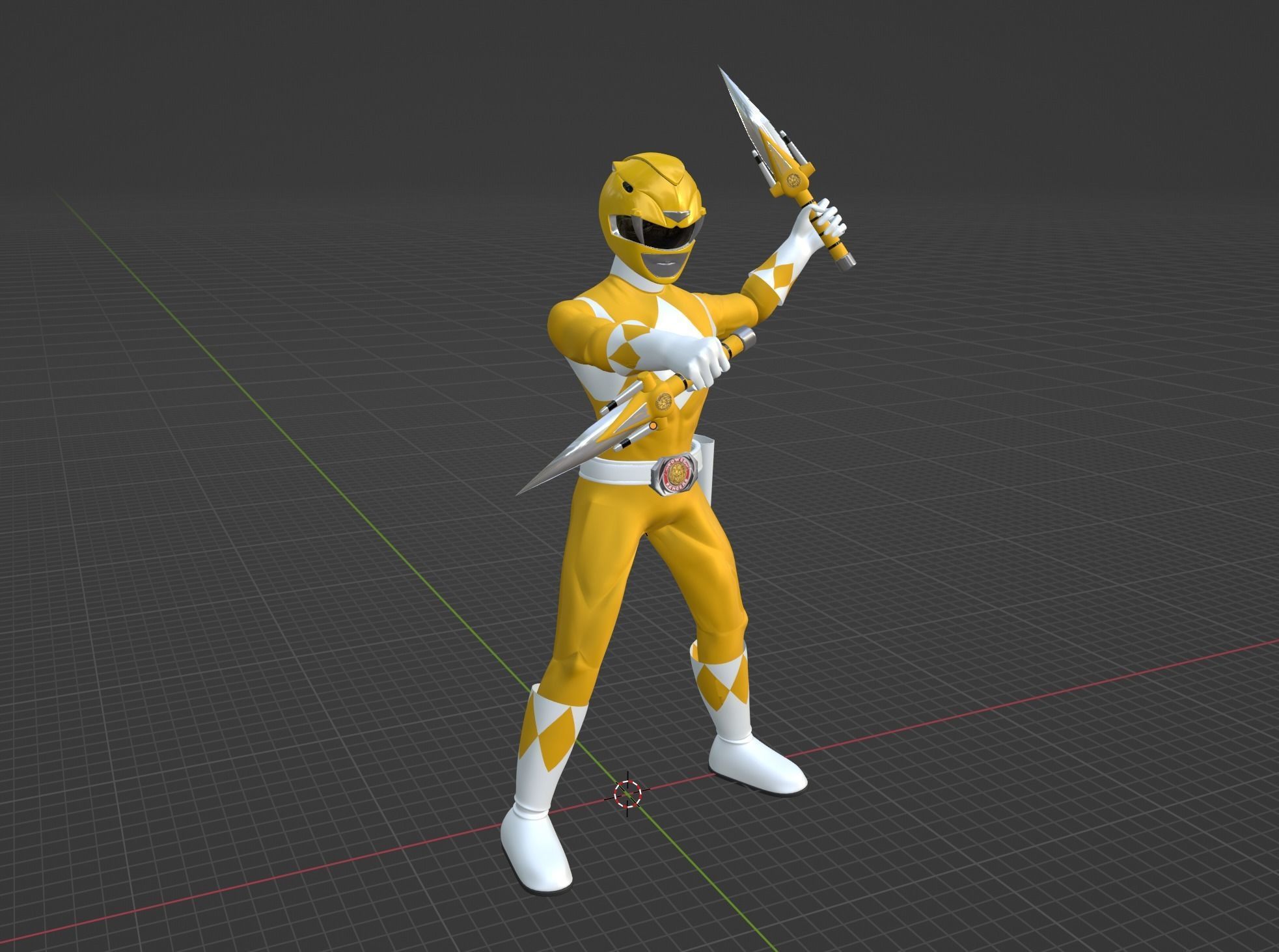 Yellow Ranger - Mighty Morphin Power Ranger 3D model rigged | CGTrader