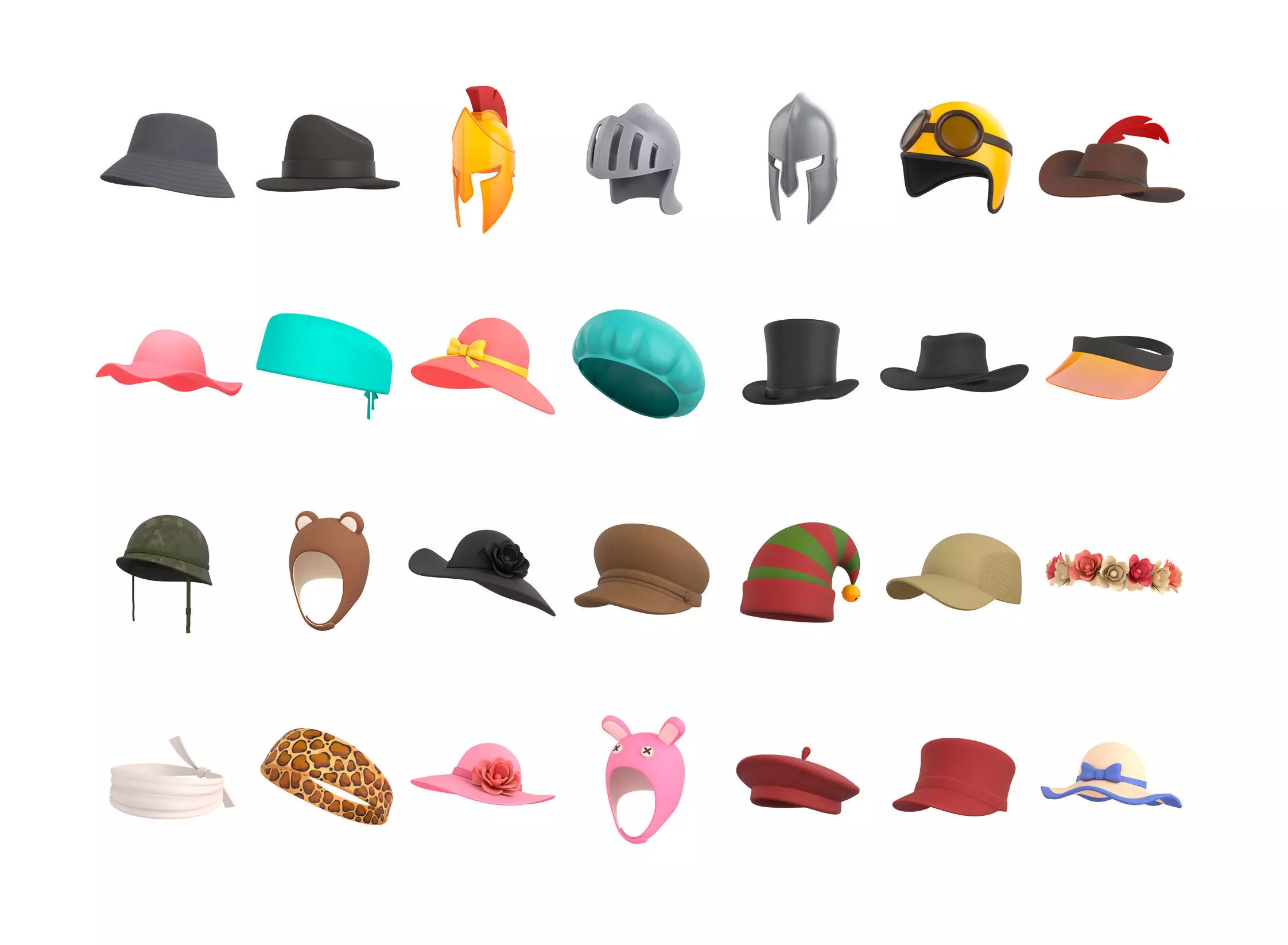 Hats and Helmets Pack 10 3D model_0