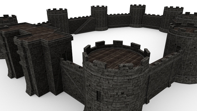 Medieval Castle Walls Low-poly 3D model
