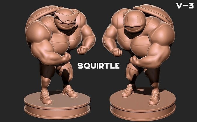 Squirtle bodybuilder V-3 - Pokemon  3D print model