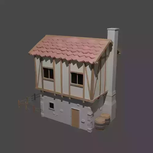 Medieval house Low-poly 3D