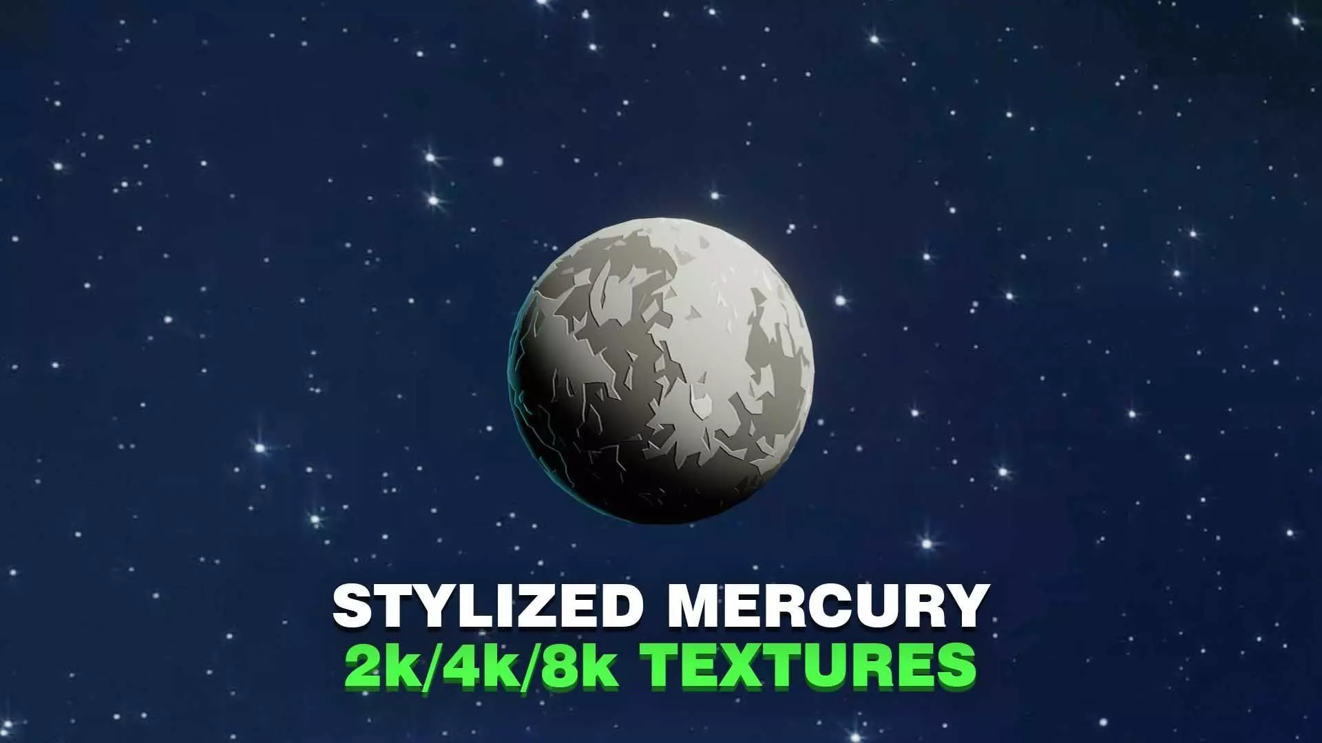 Stylized Planet Mercury 3D Model 2k 4k 8k Textures Low-poly 3D model