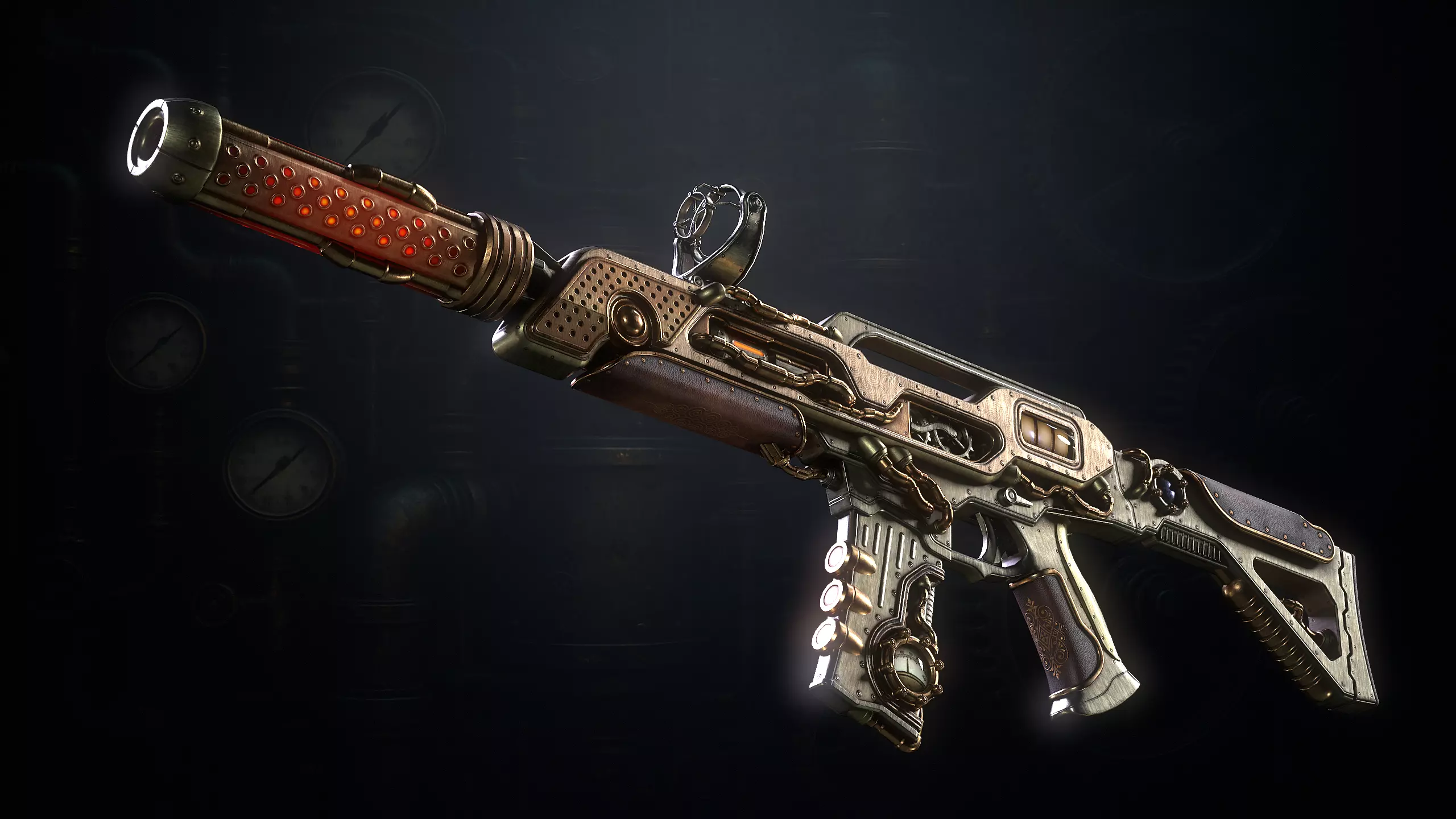 The SteamPunk Assault Rifle Low-poly 3D model_0