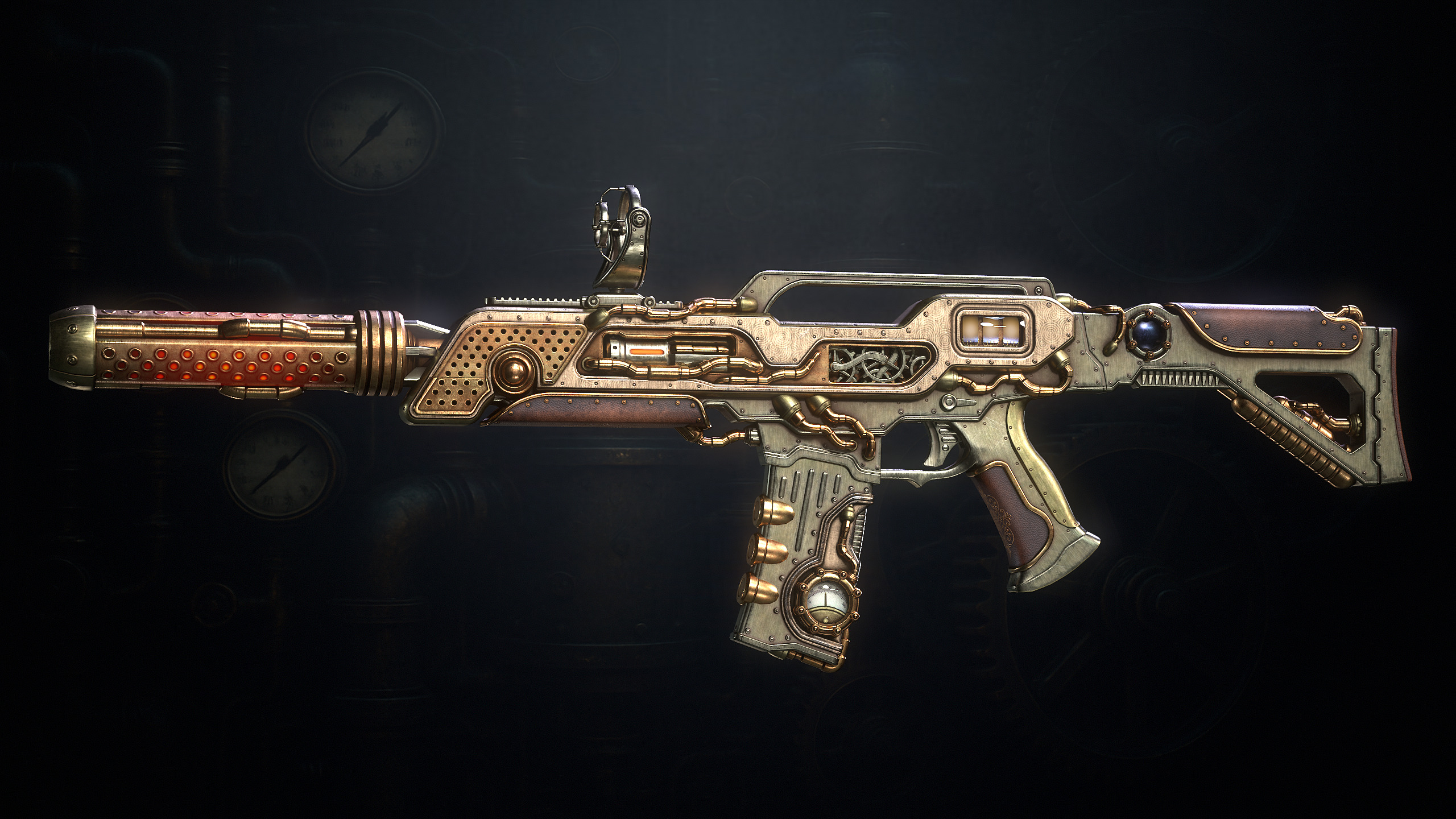 The SteamPunk Assault Rifle Low-poly 3D model_3