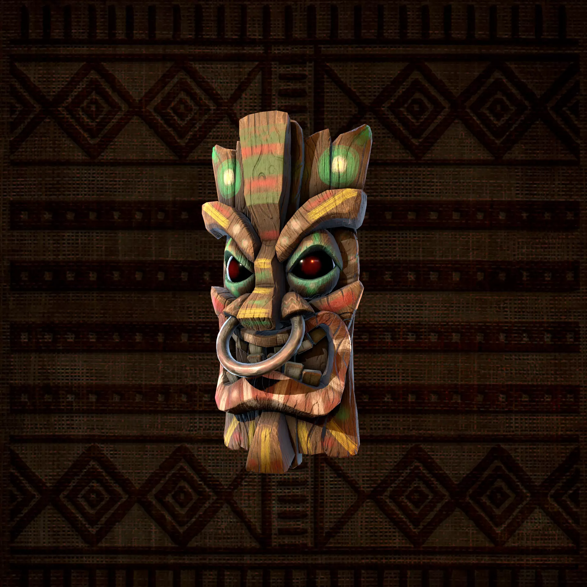 Wood Mask Evil Low-poly 3D model_0