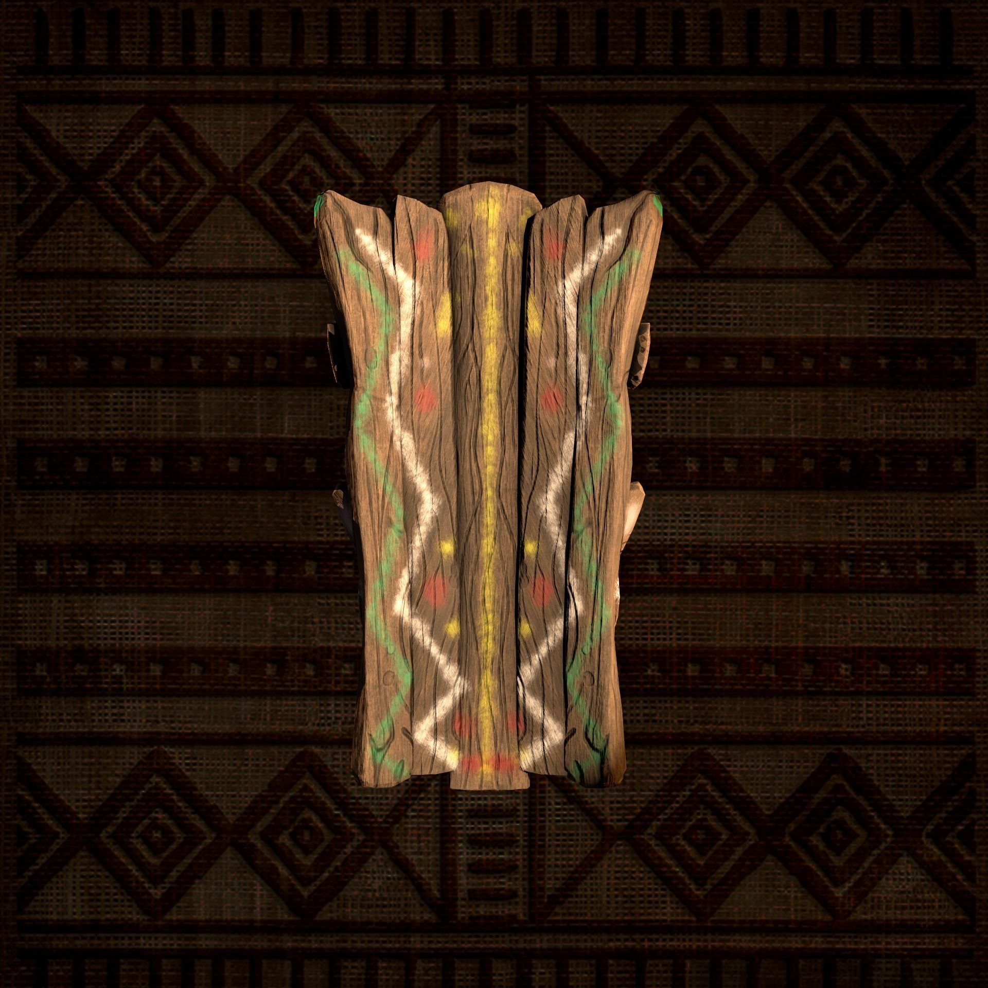 Wood Mask Evil Low-poly 3D model_2