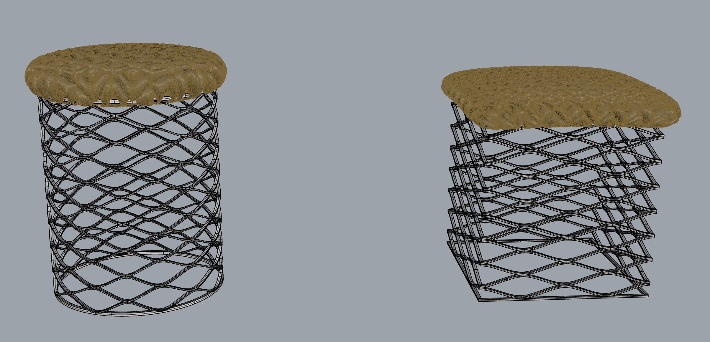 Industrical style Mesh Stool with Cushion model 3D print model_4