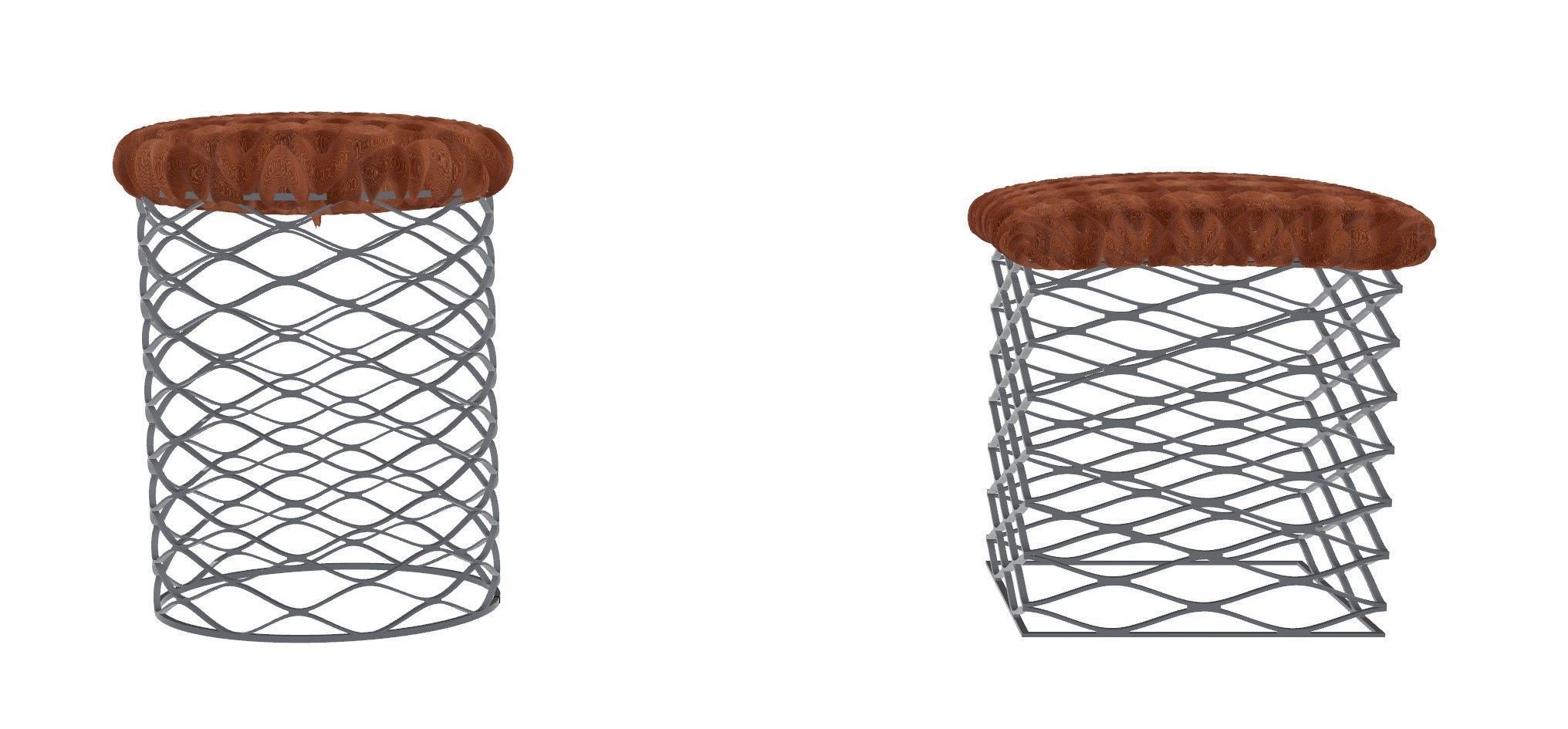 Industrical style Mesh Stool with Cushion model 3D print model_1