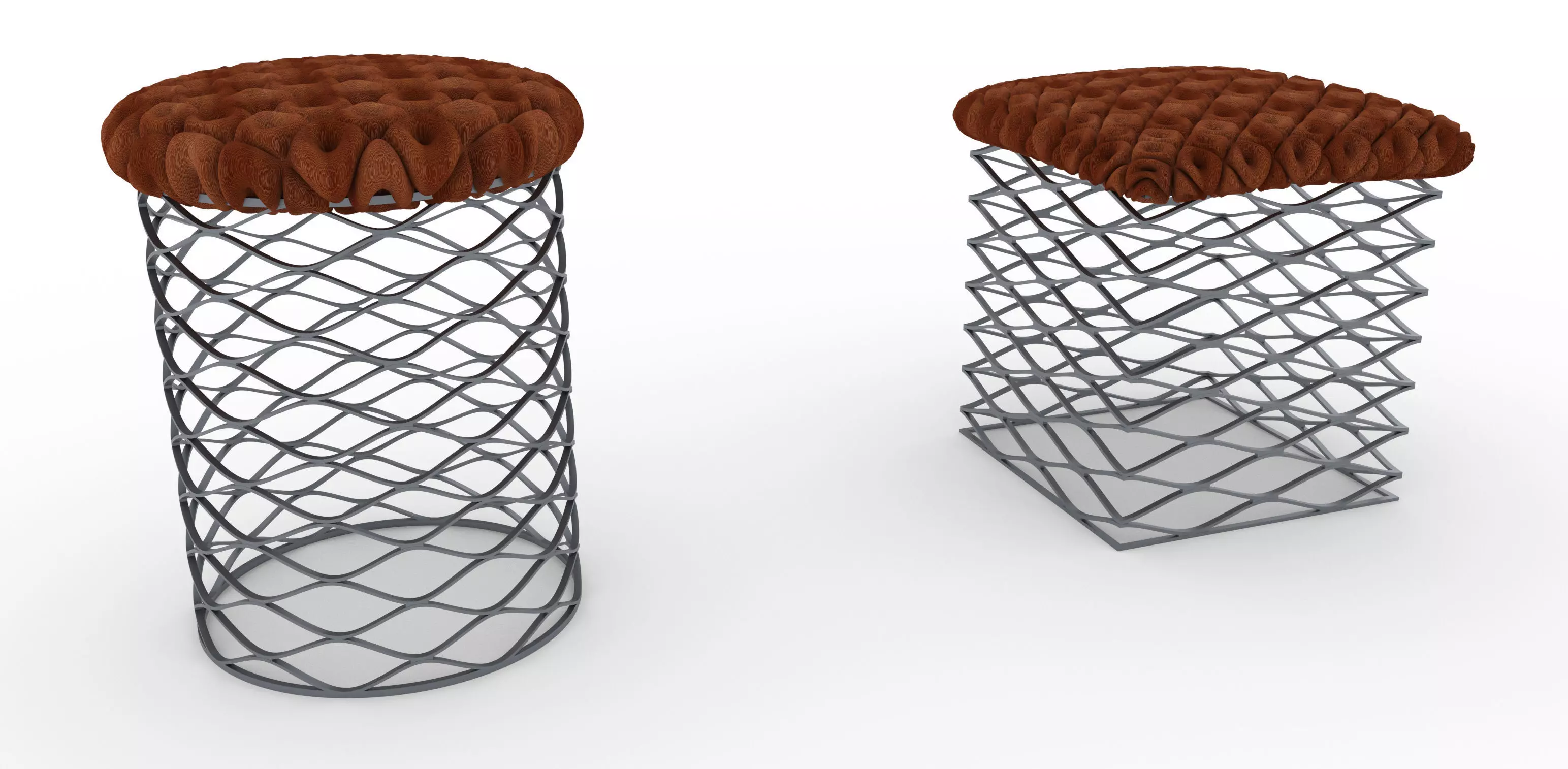 Industrical style Mesh Stool with Cushion model 3D print model_0