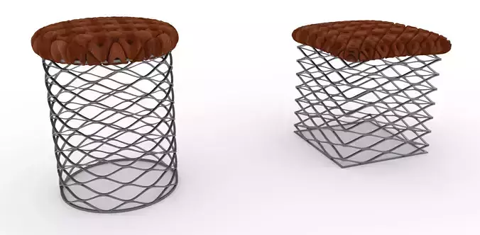  Industrical style Mesh Stool with Cushion model