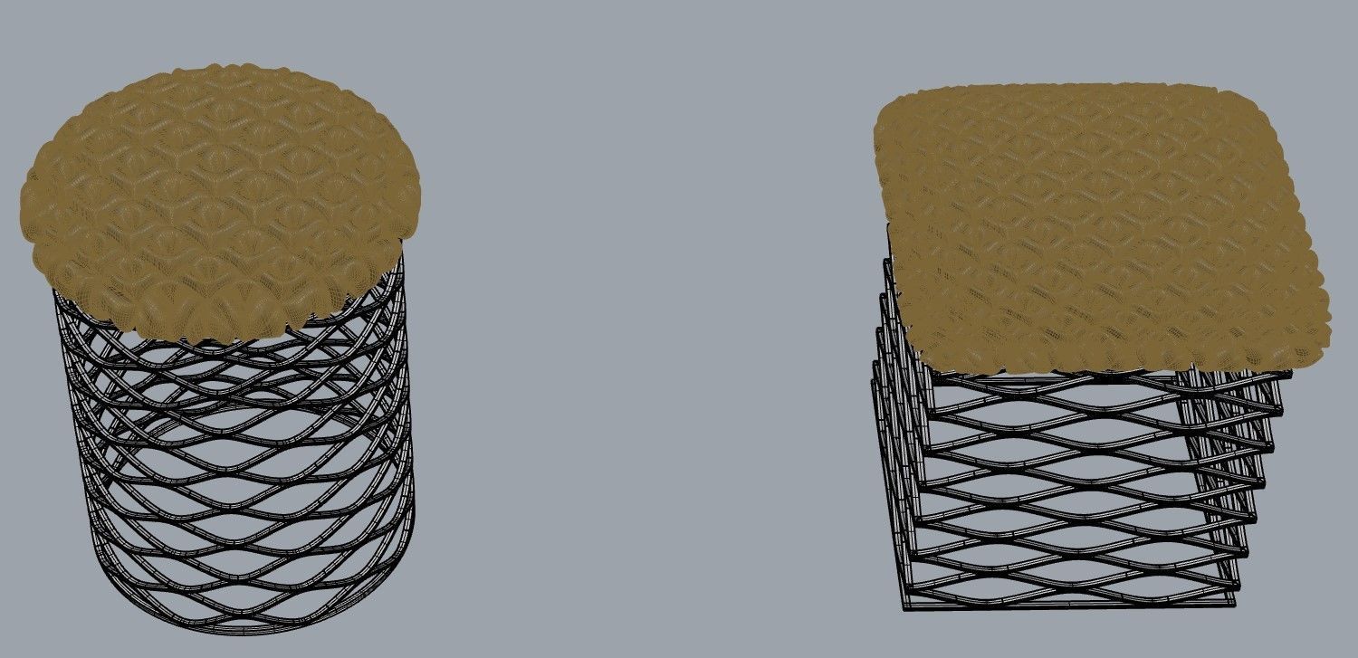 Industrical style Mesh Stool with Cushion model 3D print model_5