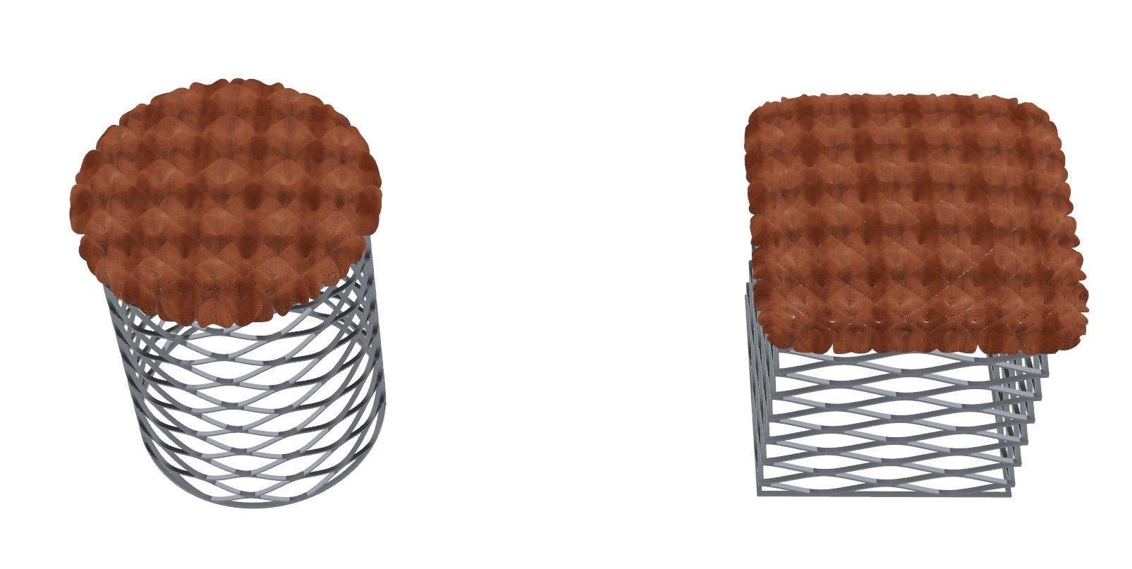 Industrical style Mesh Stool with Cushion model 3D print model_3