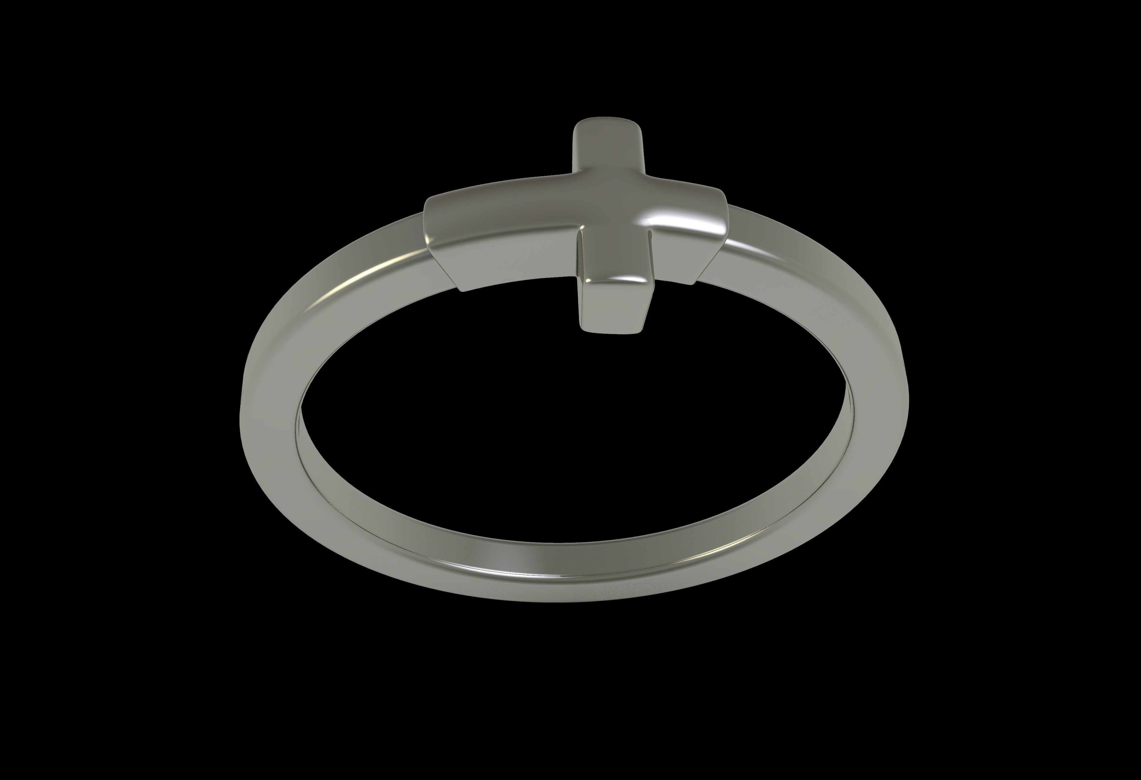 Antique Plain Cross Ring 3D print model_11