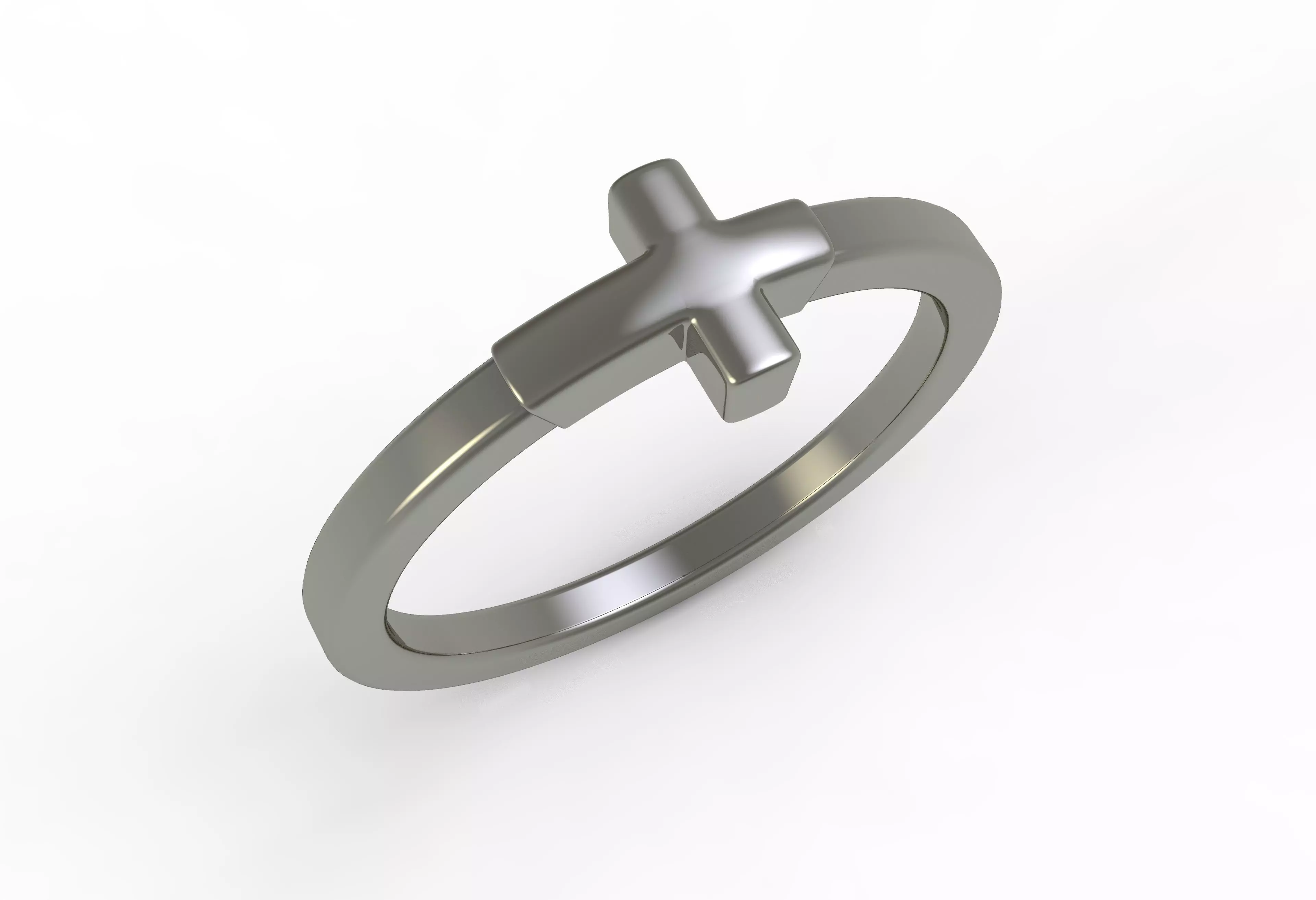Antique Plain Cross Ring 3D print model_0