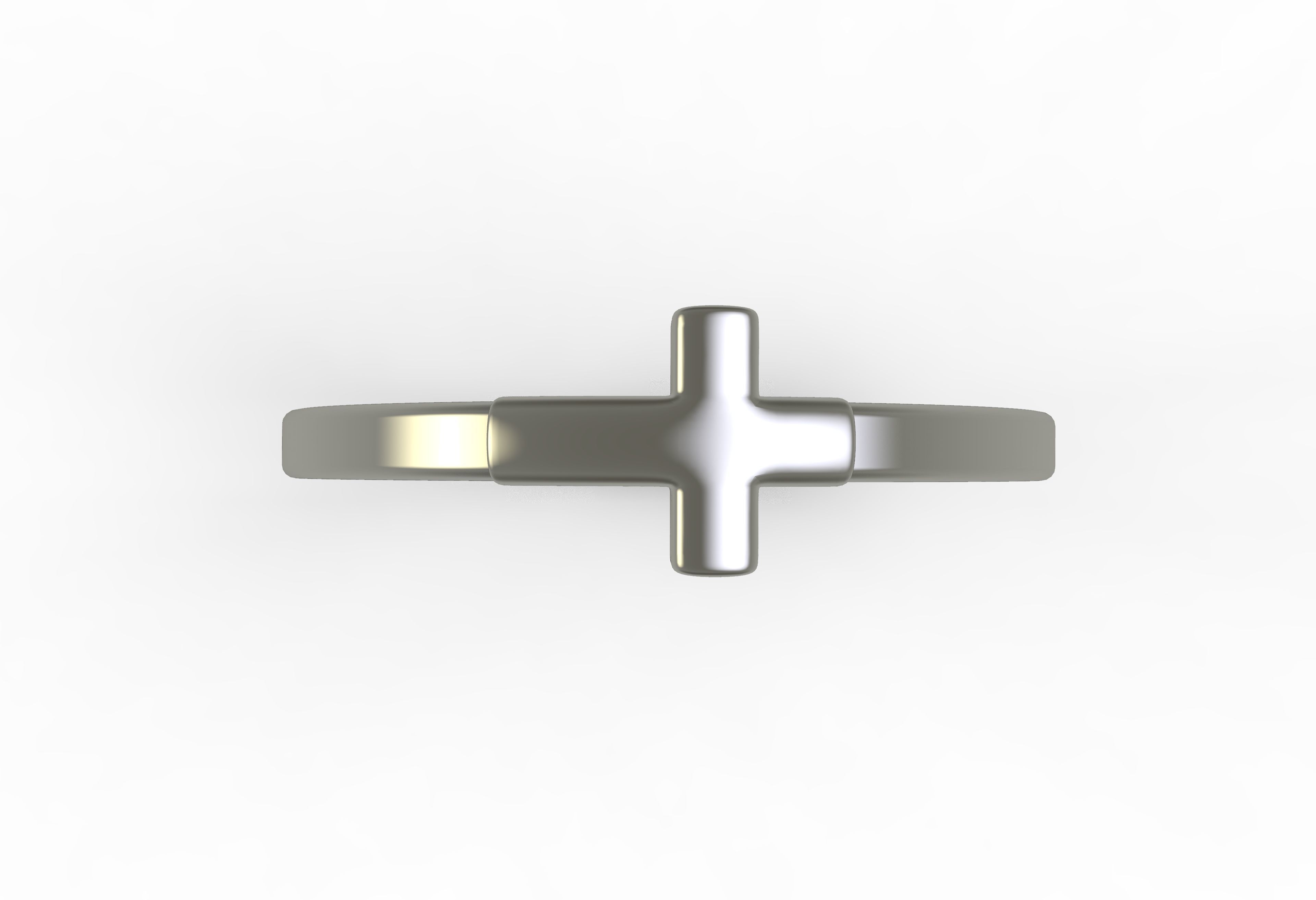 Antique Plain Cross Ring 3D print model_1