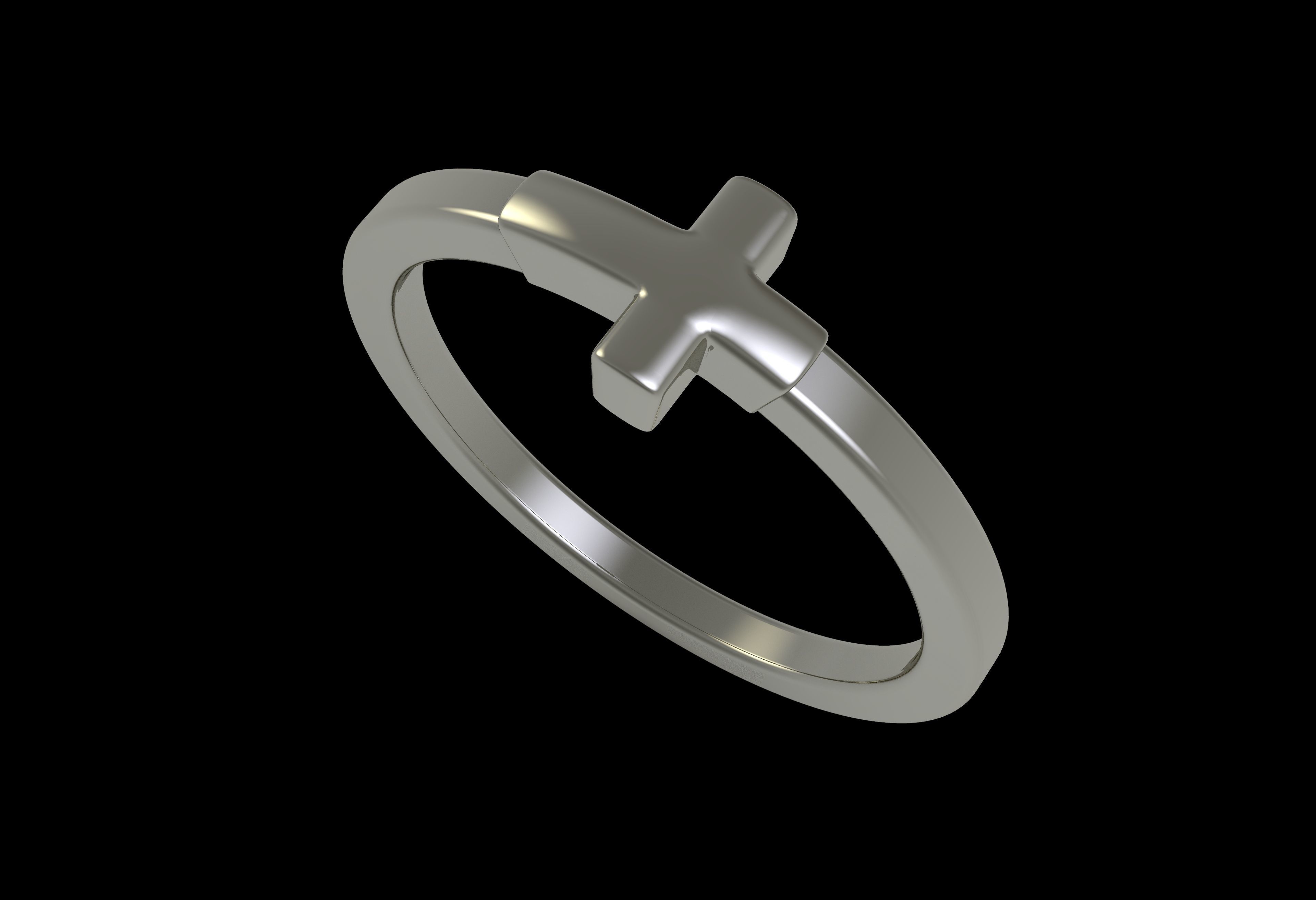Antique Plain Cross Ring 3D print model_12