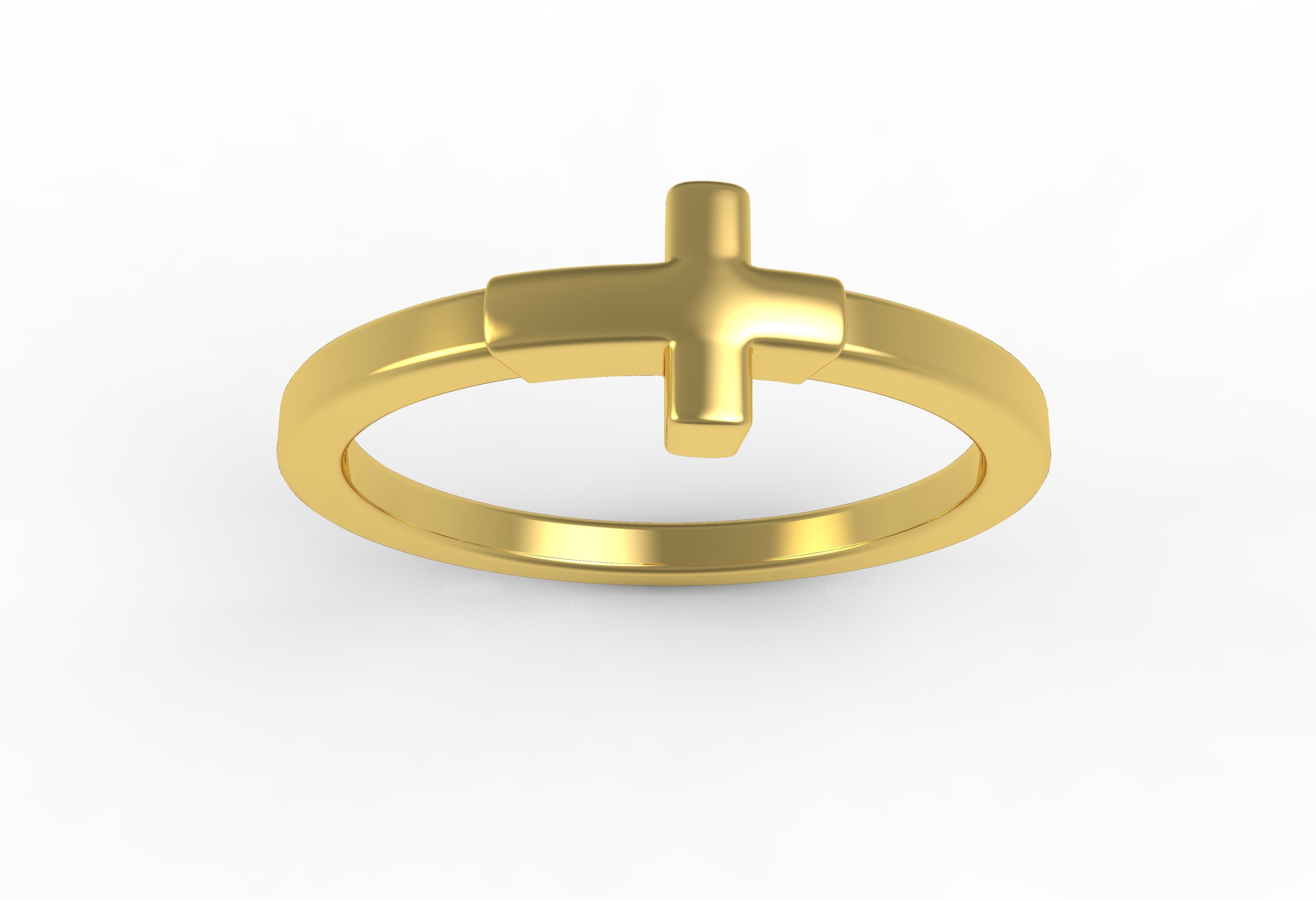 Antique Plain Cross Ring 3D print model_10