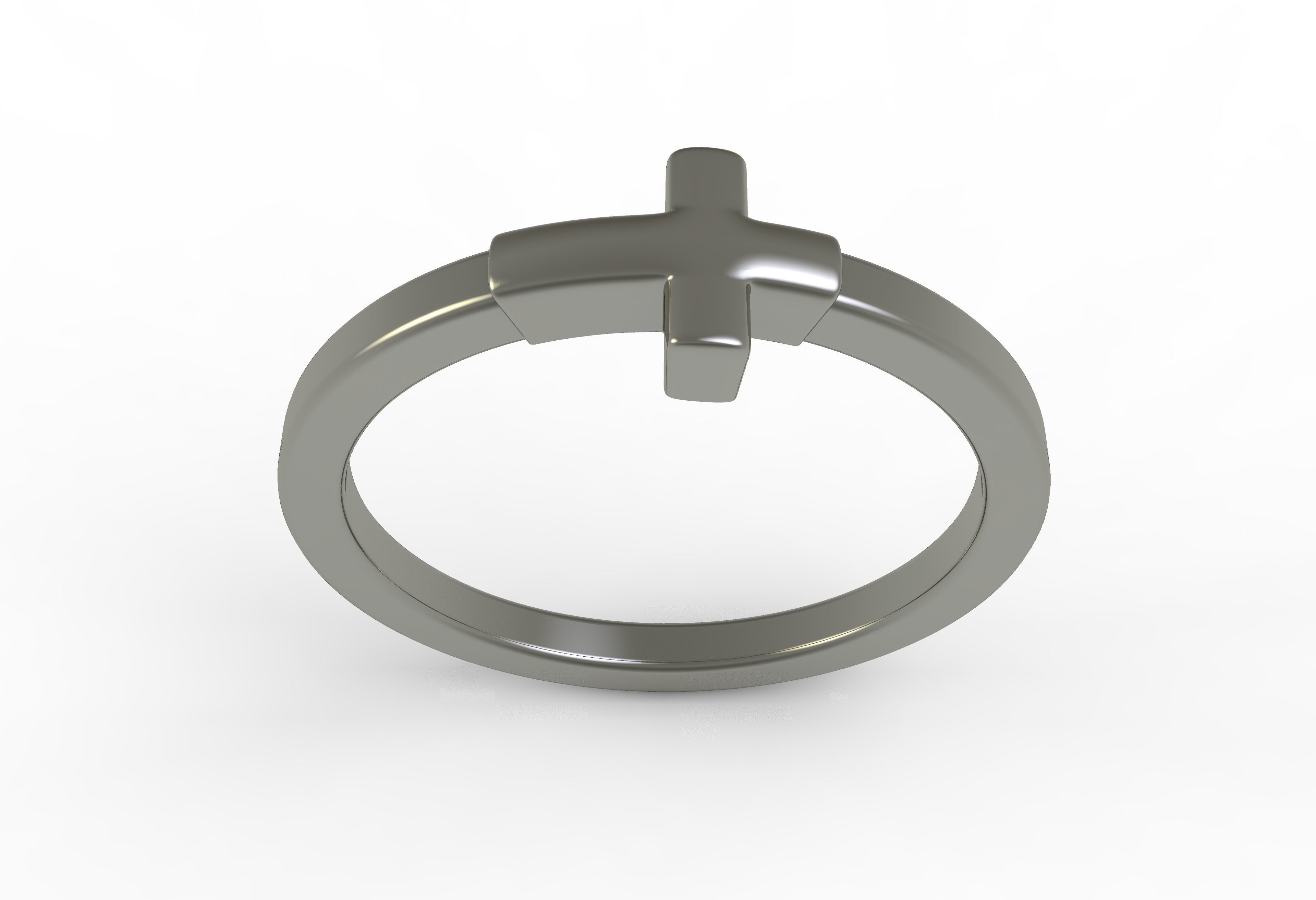 Antique Plain Cross Ring 3D print model_4