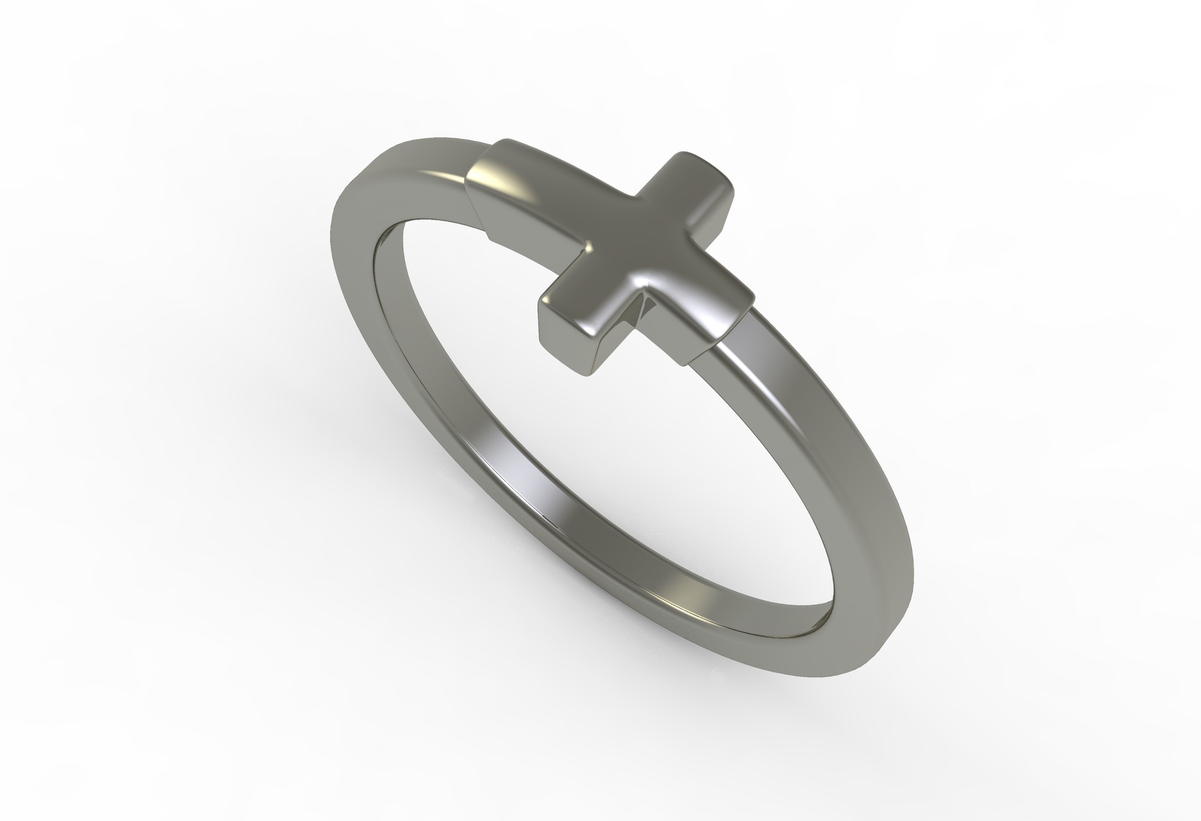 Antique Plain Cross Ring 3D print model_5