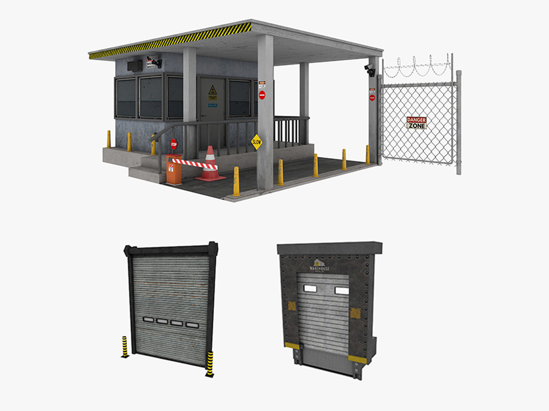 industrial warehouse equipments props pack Low-poly 3D model_6