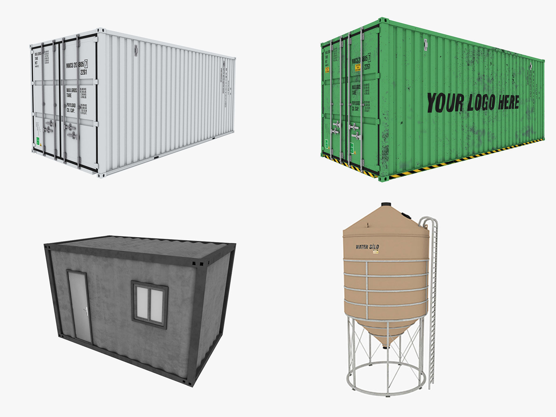 industrial warehouse equipments props pack Low-poly 3D model_4