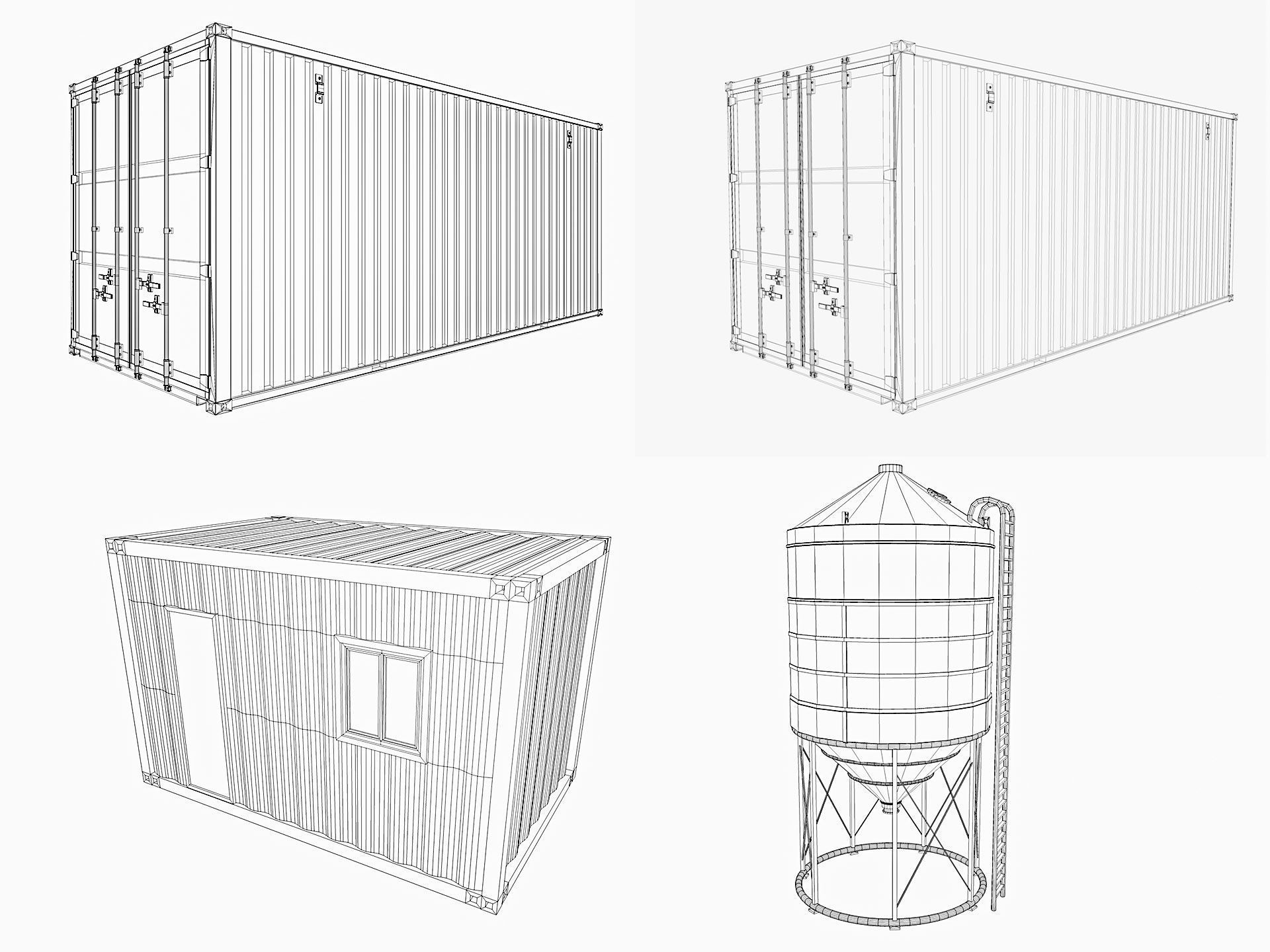 industrial warehouse equipments props pack Low-poly 3D model_5