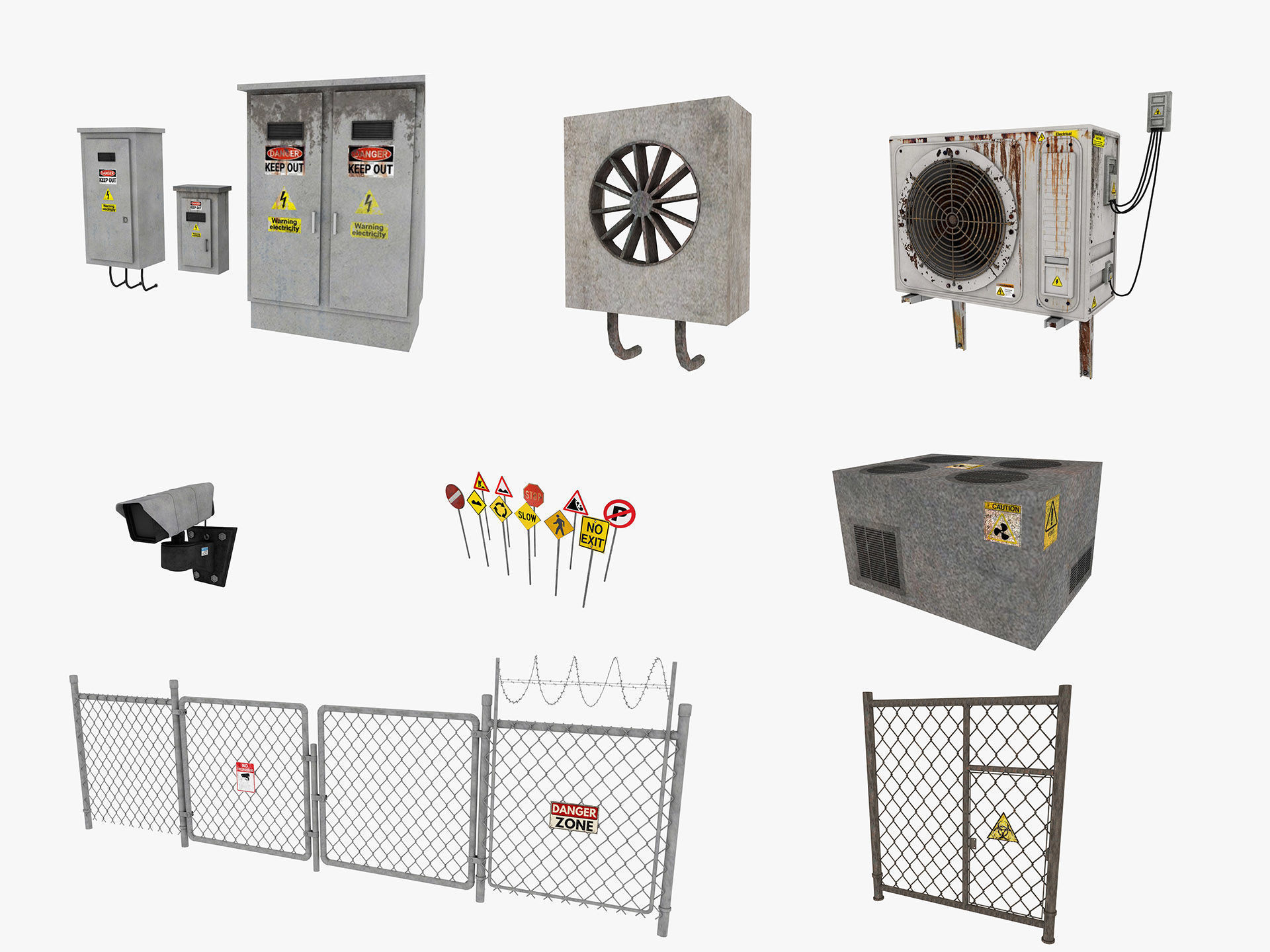 industrial warehouse equipments props pack Low-poly 3D model_10