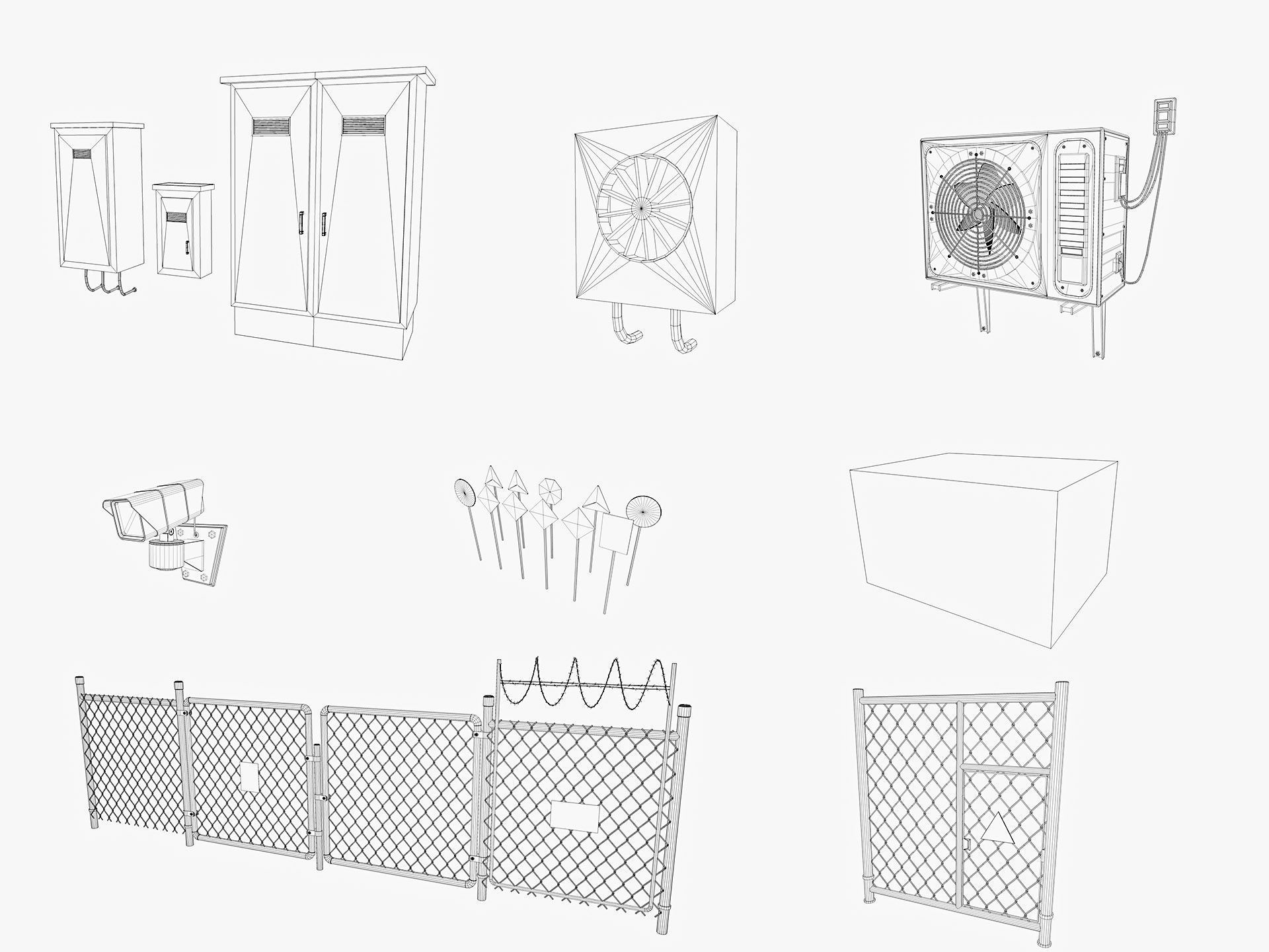 industrial warehouse equipments props pack Low-poly 3D model_11