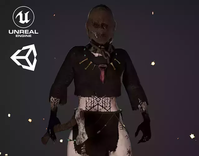 Witch Game Ready  Low-poly 3D model
